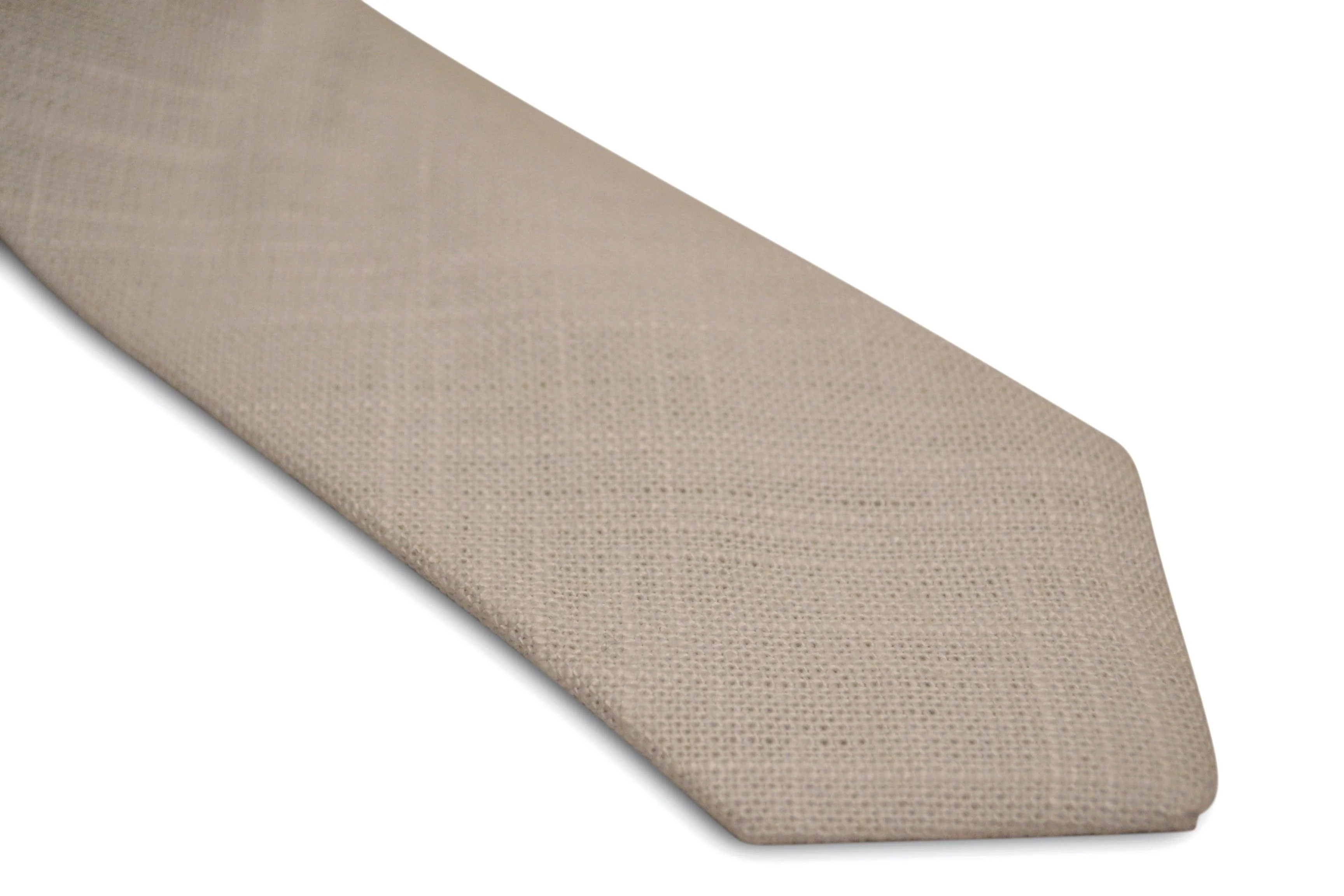 plain white textured linen tie - Image 2