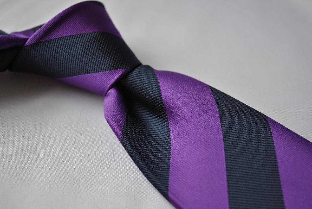 purple and navy blue barber striped tie - Image 2