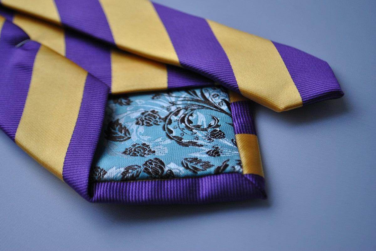 purple and yellow barber striped tie - Image 4