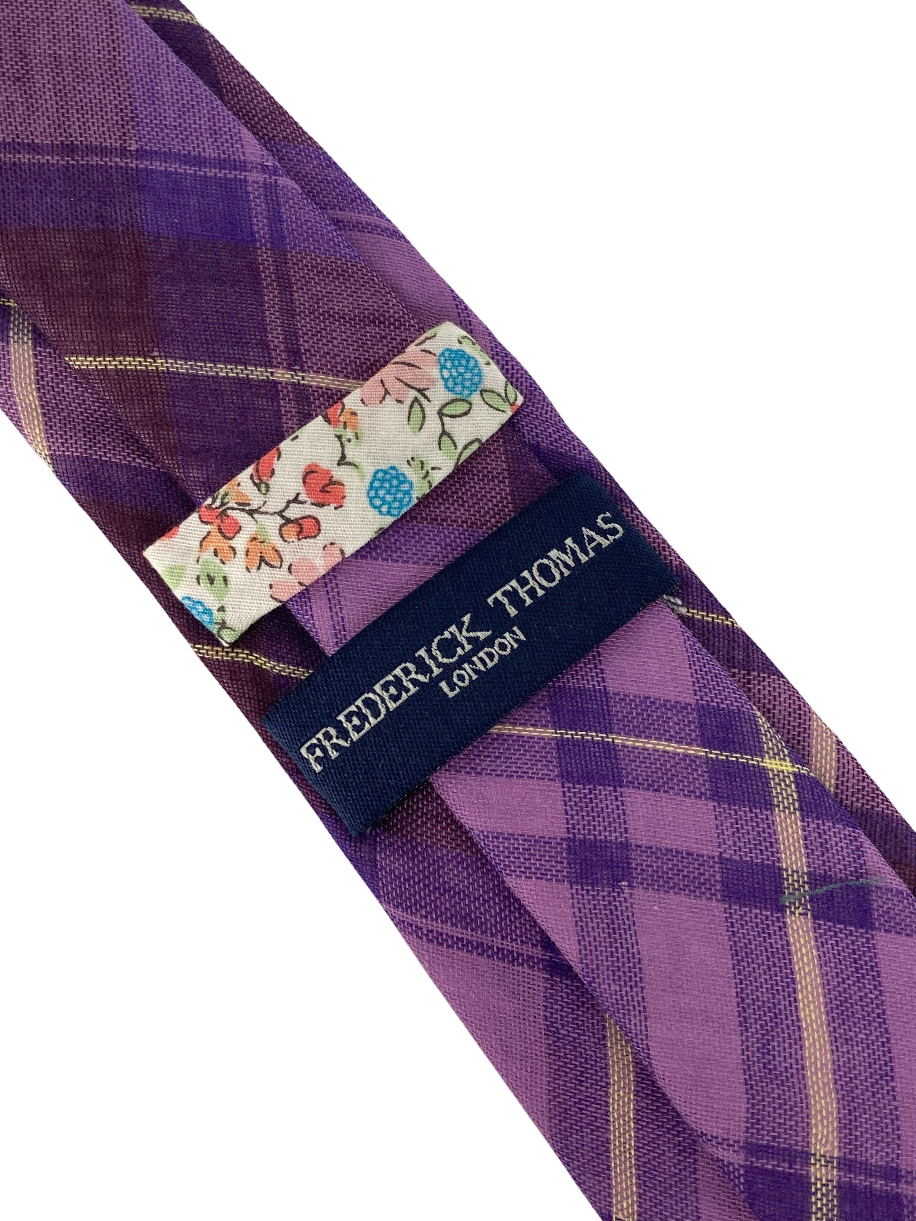 purple check mens cotton tie - Image 2