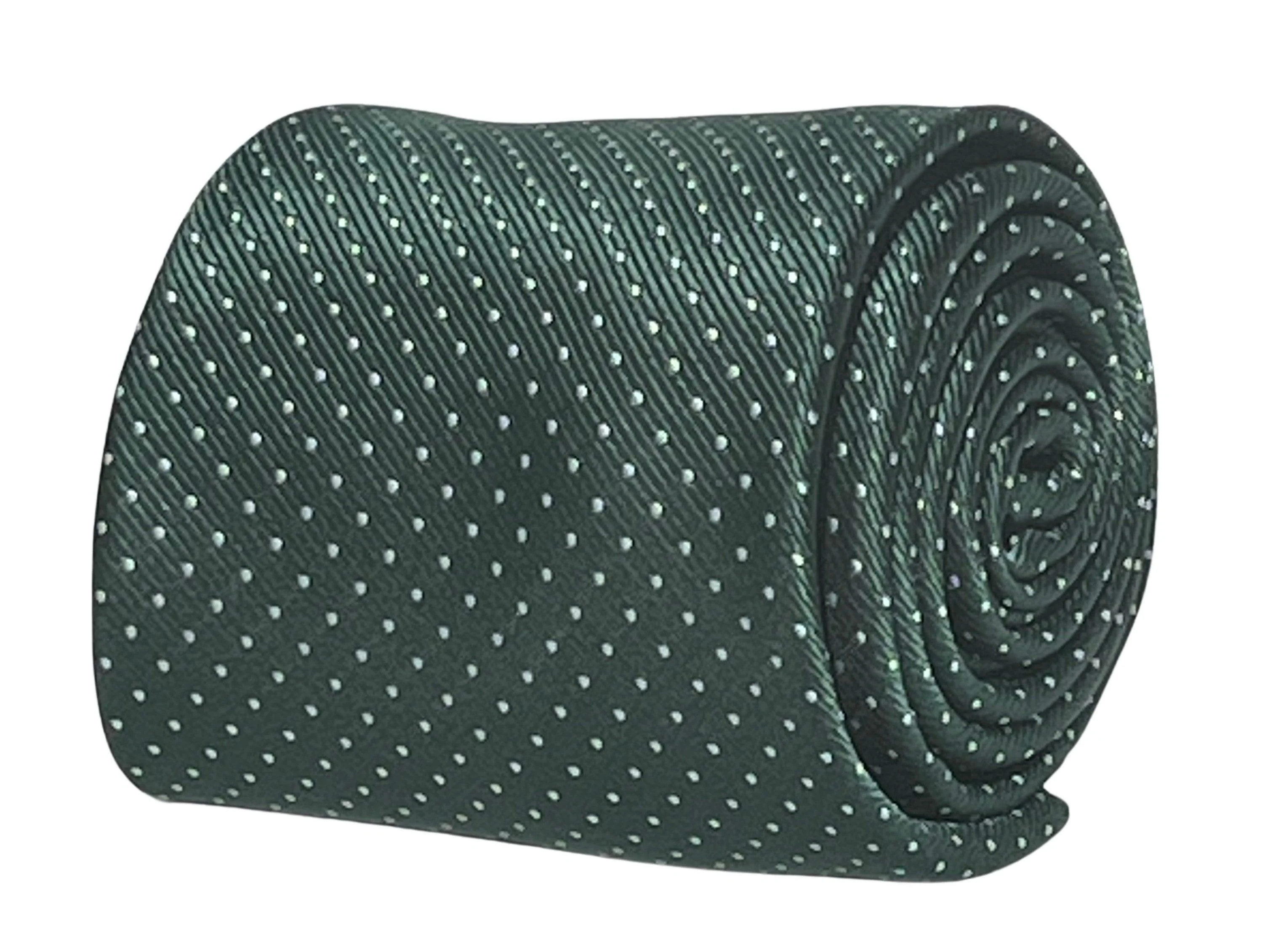 Racing green, dark, forest, spinach, kale green tie  with white pin spots