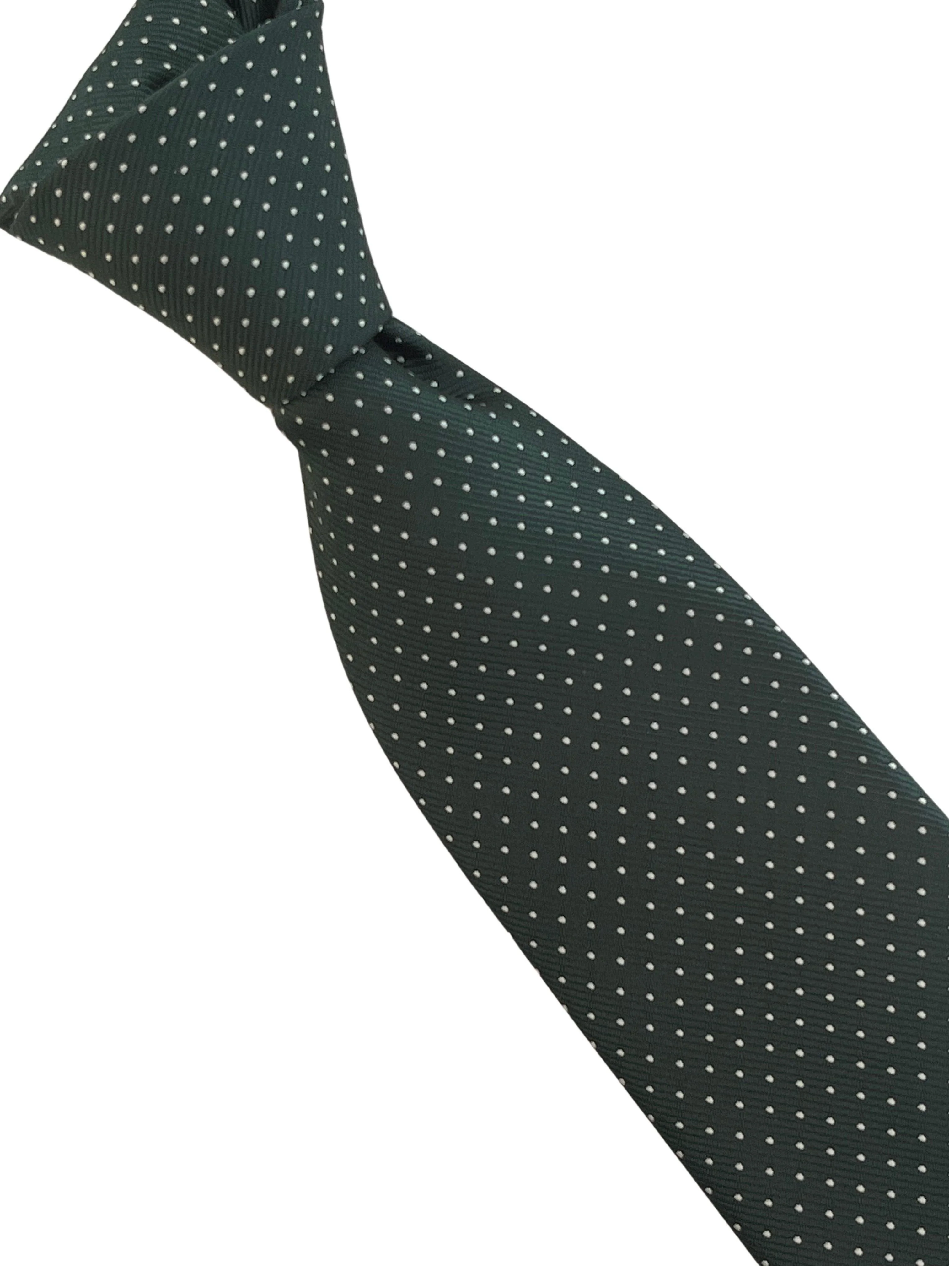 Racing green, dark, forest, spinach, kale green tie  with white pin spots - Image 5