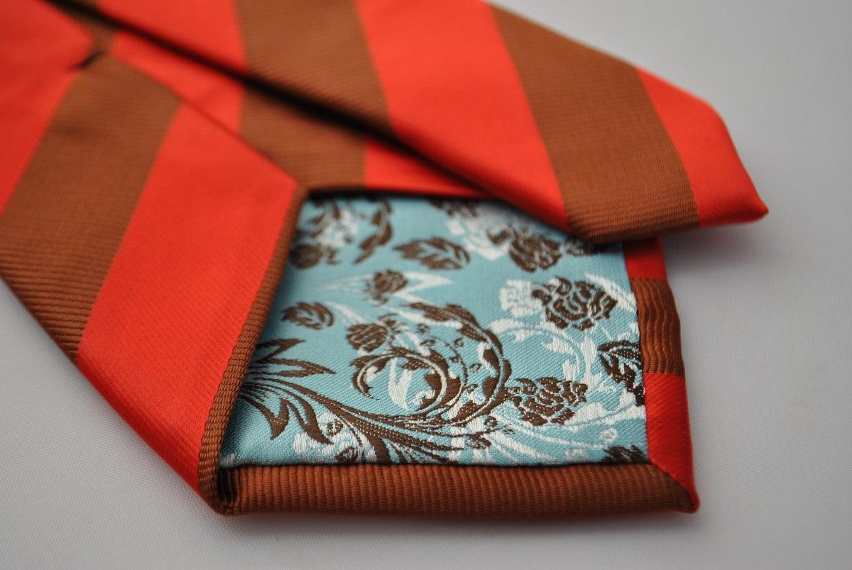red and chocolate brown barber striped tie - Image 3