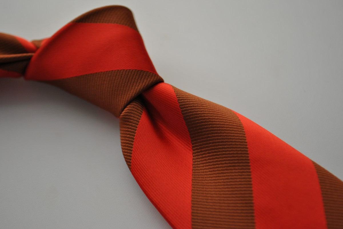 red and chocolate brown barber striped tie - Image 4