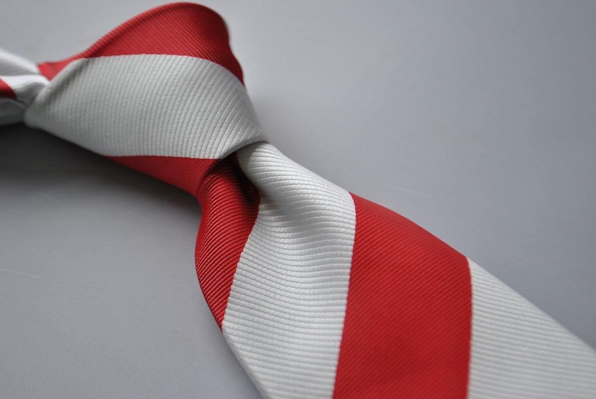 red and white barber striped tie - Image 3