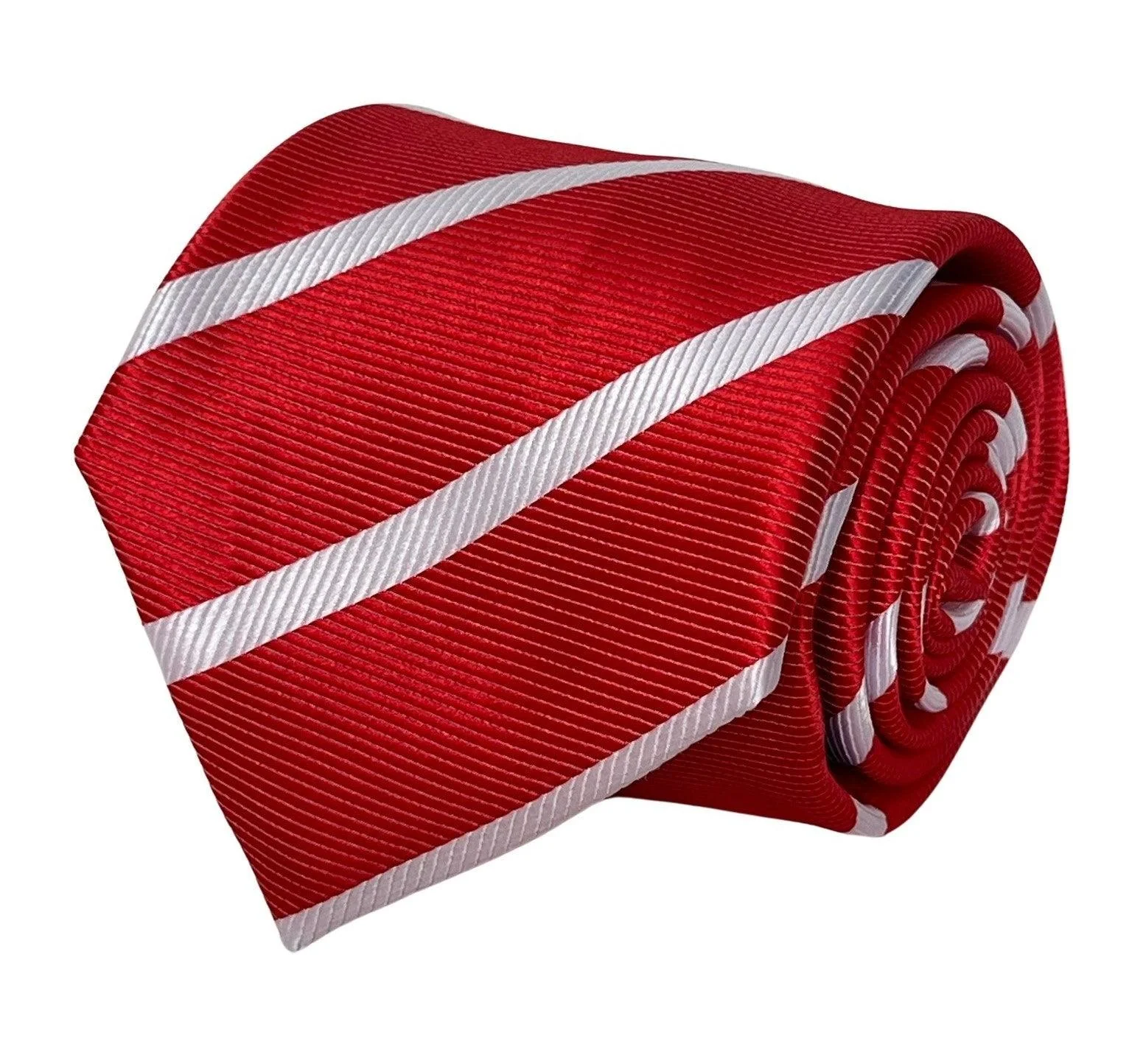 red and white classic  striped  tie - Image 2