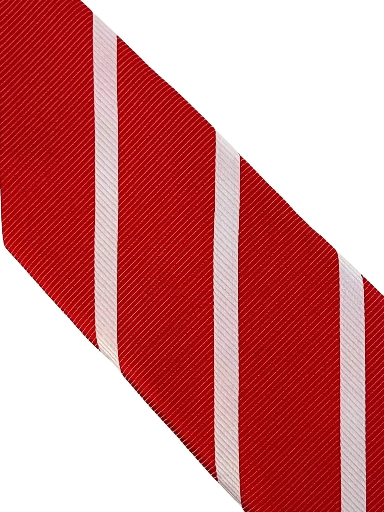 red and white classic  striped  tie - Image 3