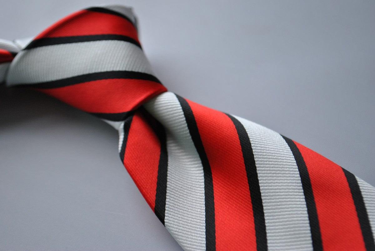 red, black and white striped tie - Image 3