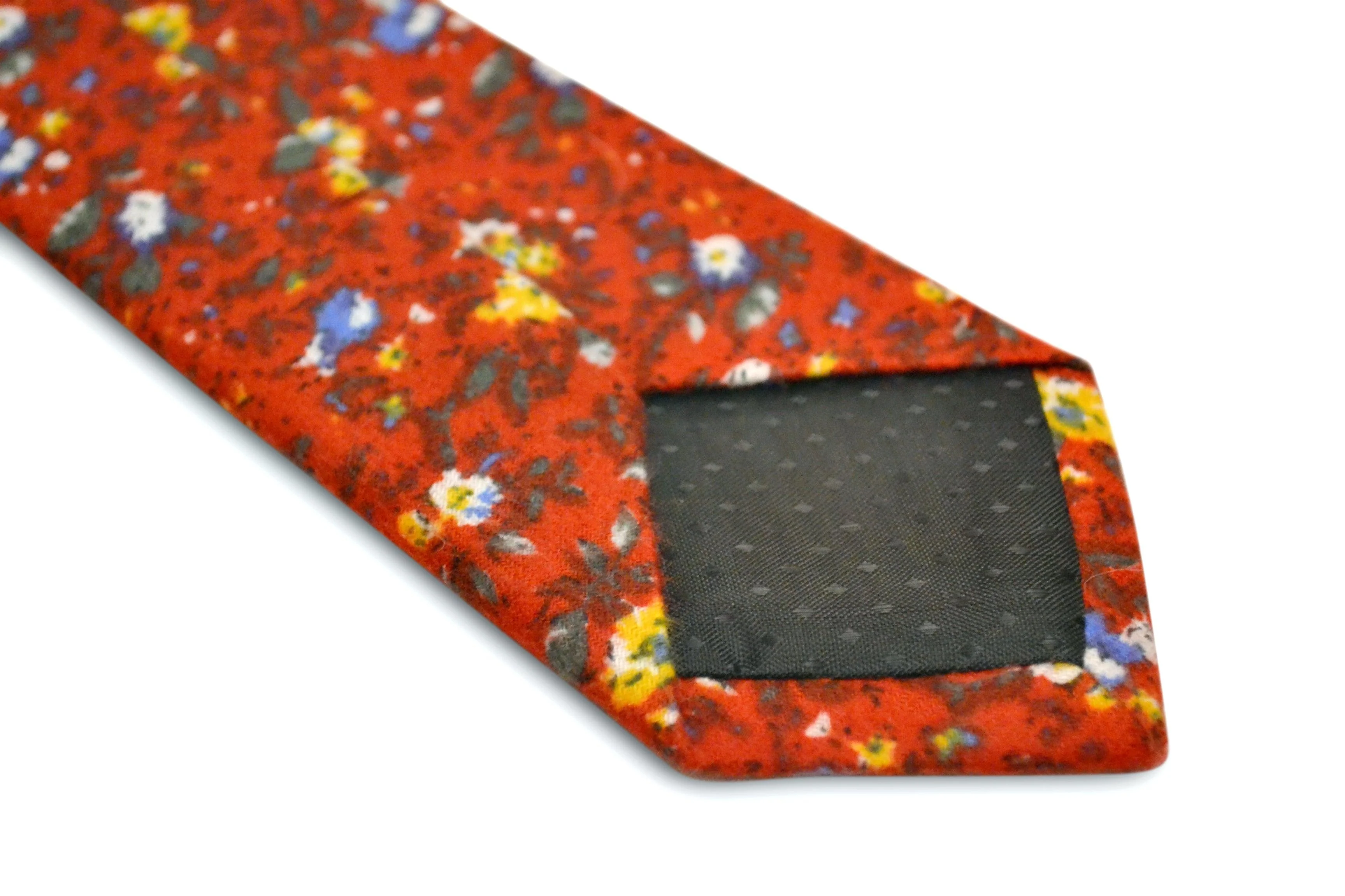 red floral slim wool tie - Image 3