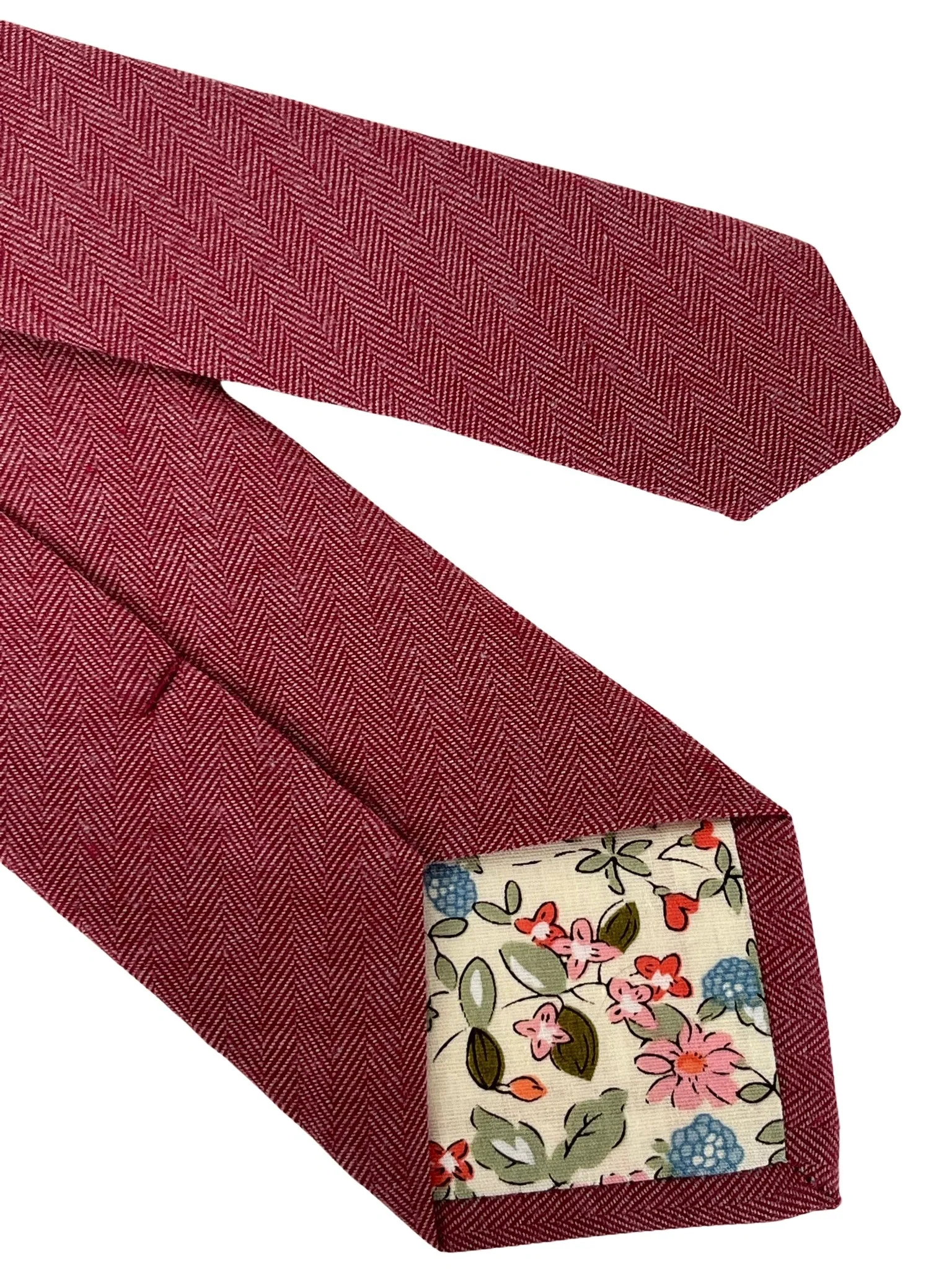 red herringbone cotton mens tie - Image 4