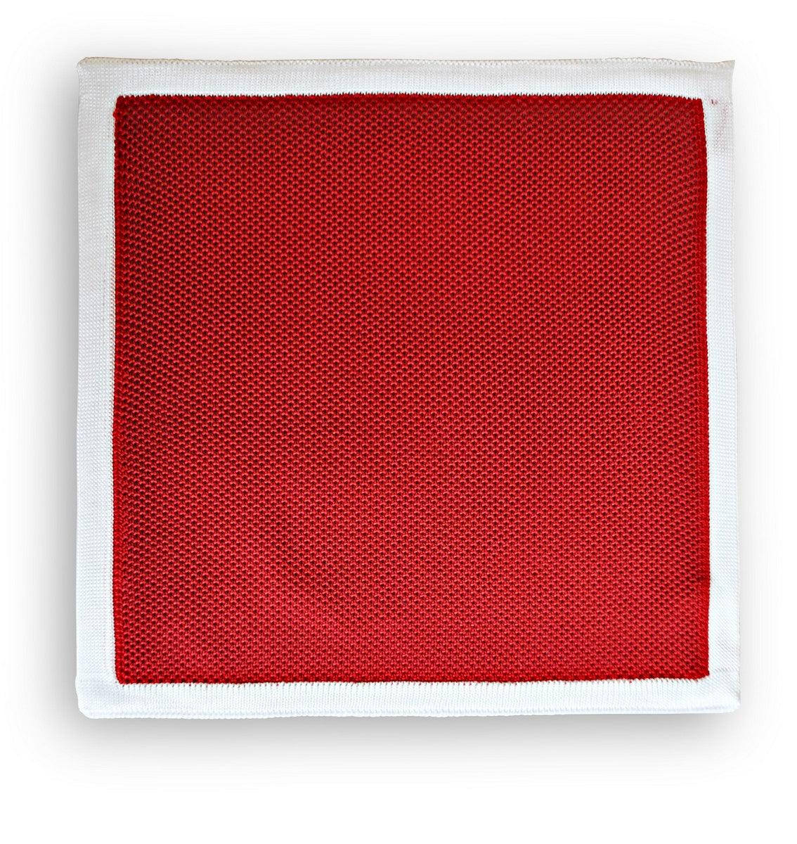 red knitted pocket square with white edging - Image 4