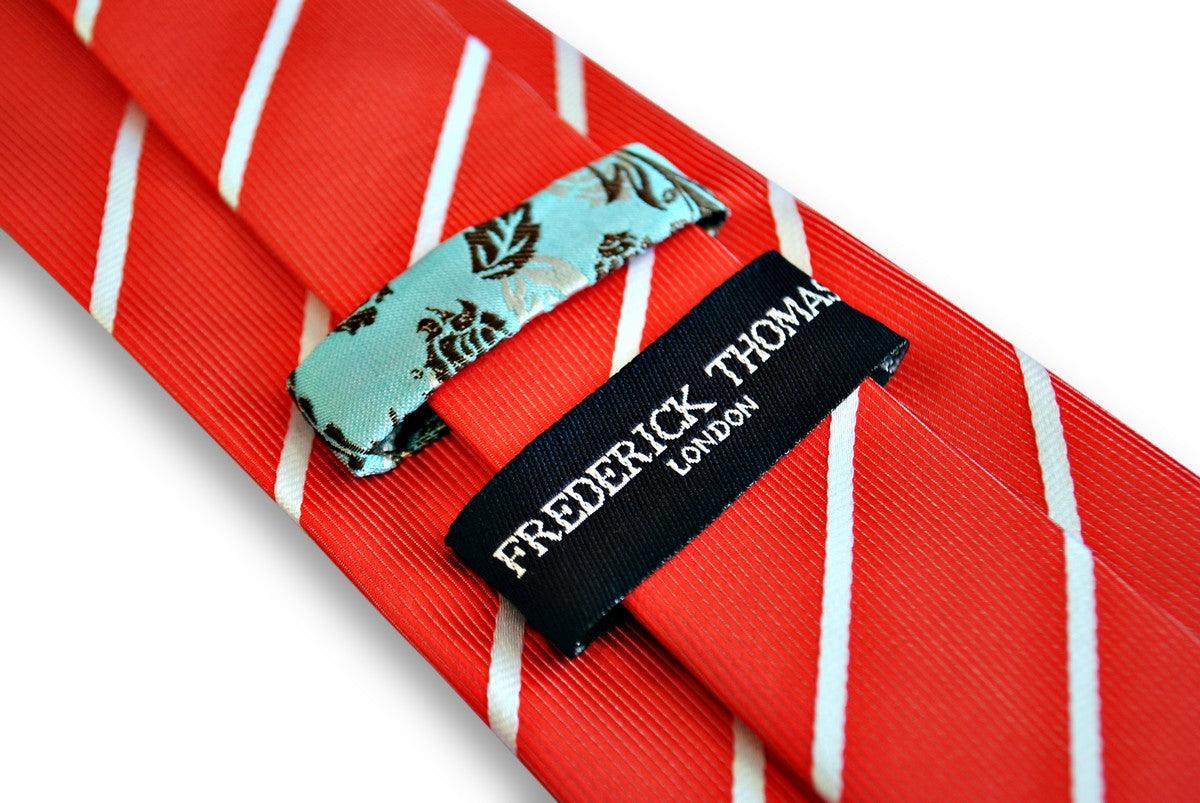 red mens tie with thin white stripes - Image 4