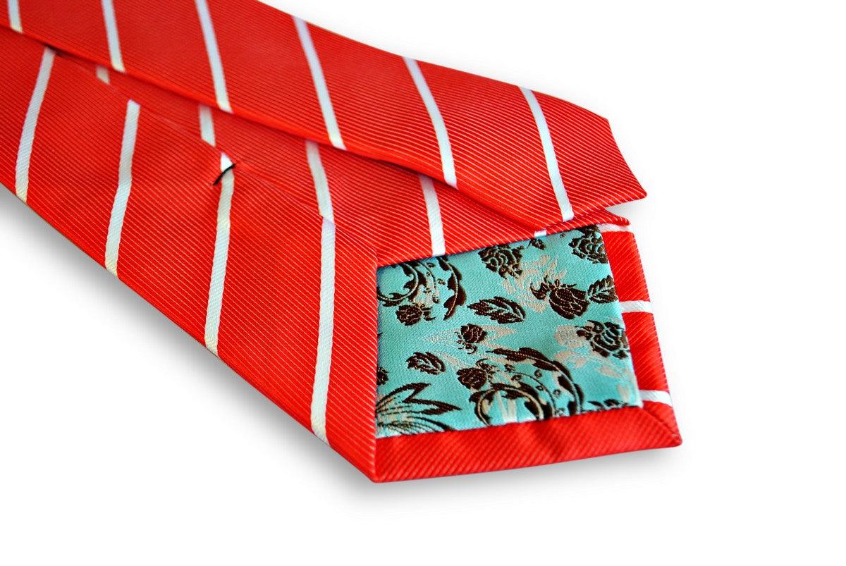 red mens tie with thin white stripes - Image 5