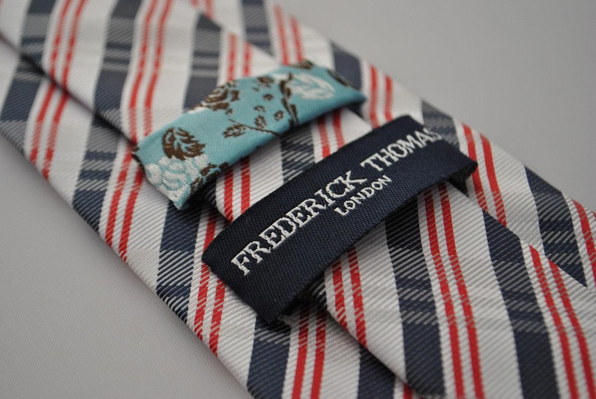 red, navy and white check tie - Image 2