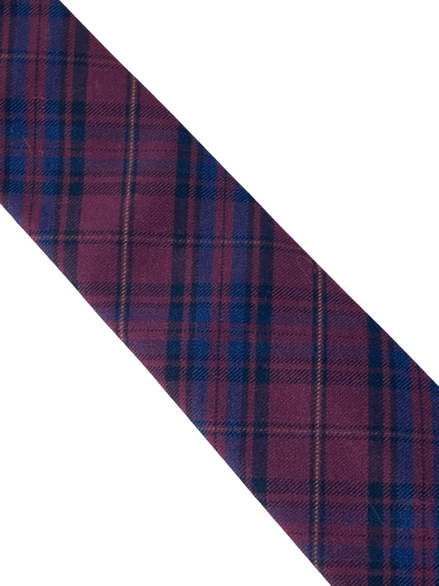 red tartan mens classic width tie 100% wool - Image 2