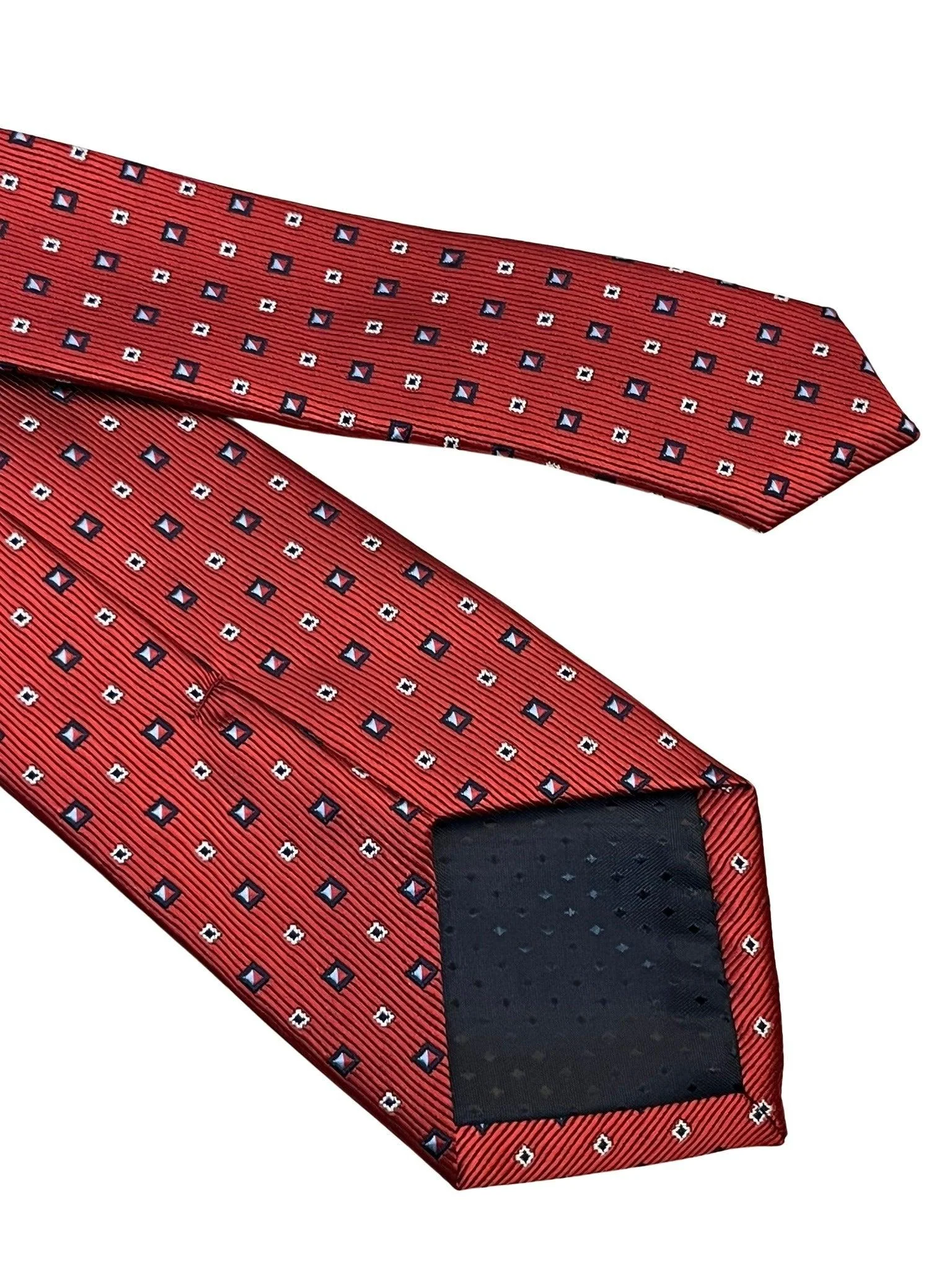red tie with geometric square design - Image 5