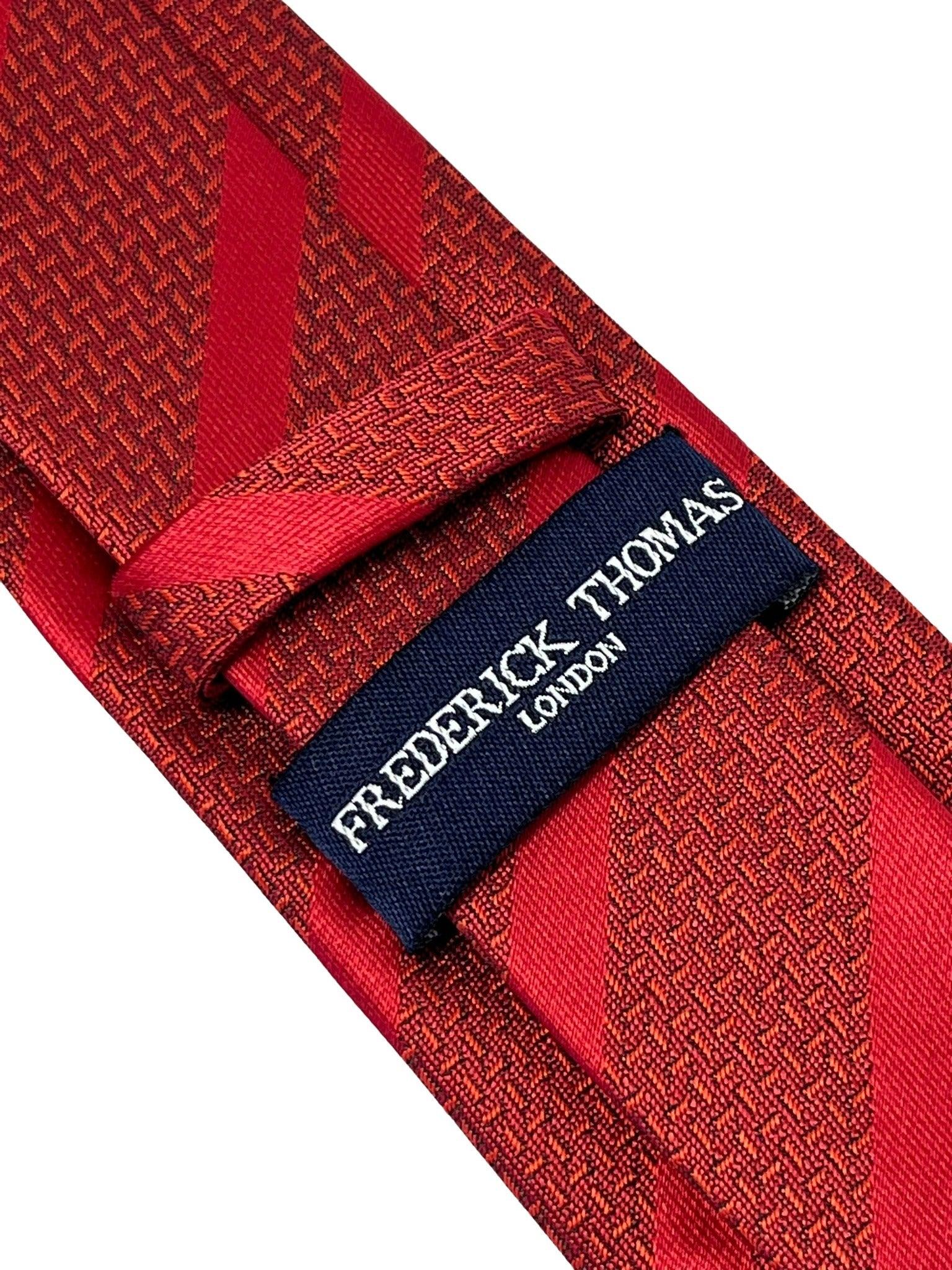 Red two tone tie with subtle stripe - Image 4