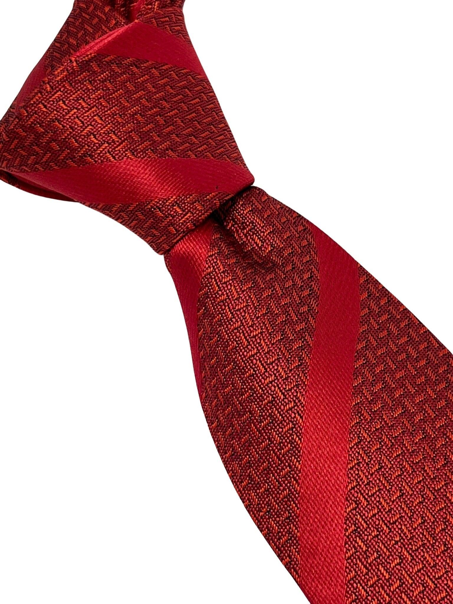 Red two tone tie with subtle stripe - Image 6