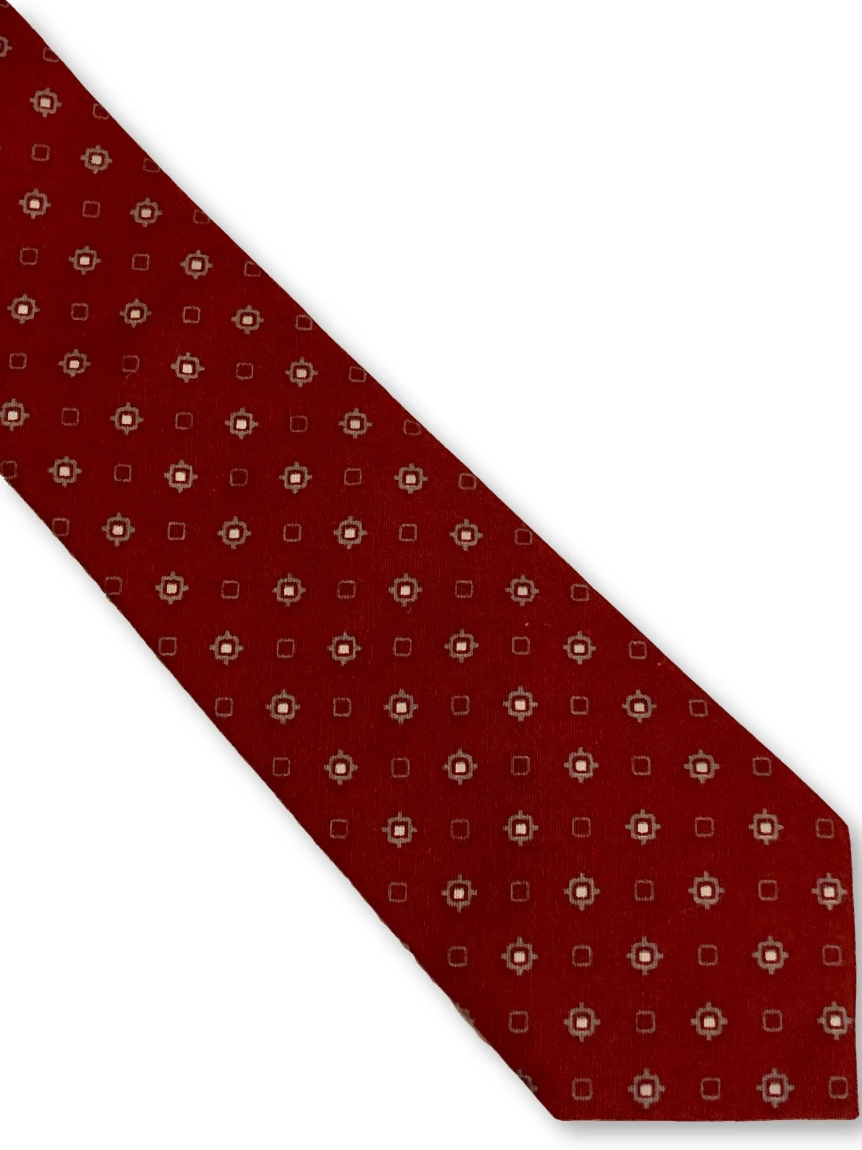 red with geometric design cotton tie - Image 2