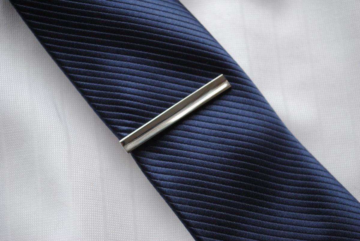 ridged silver tie clip - Image 2