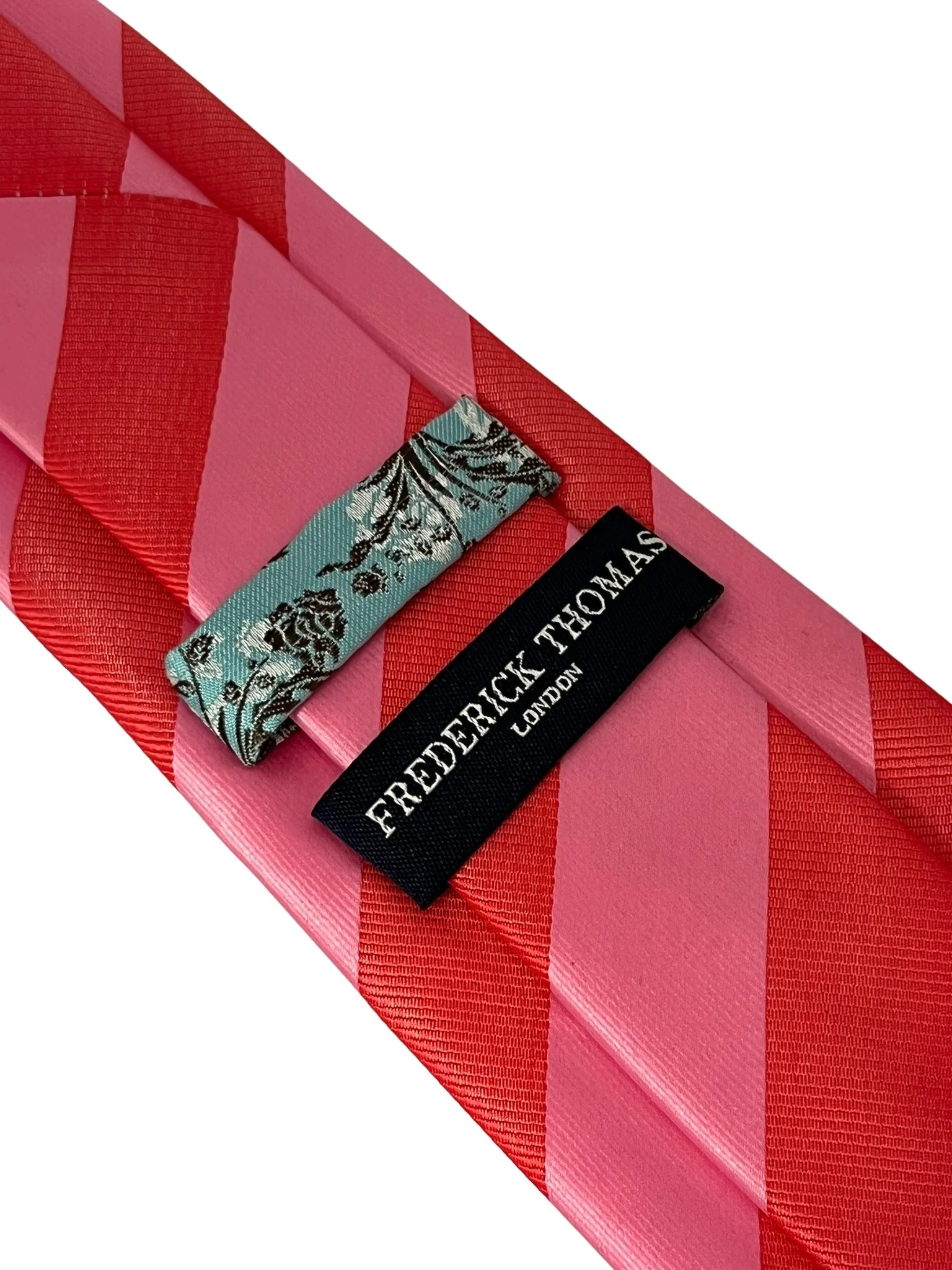 rose light pink and raspberry pink barber striped tie - Image 3