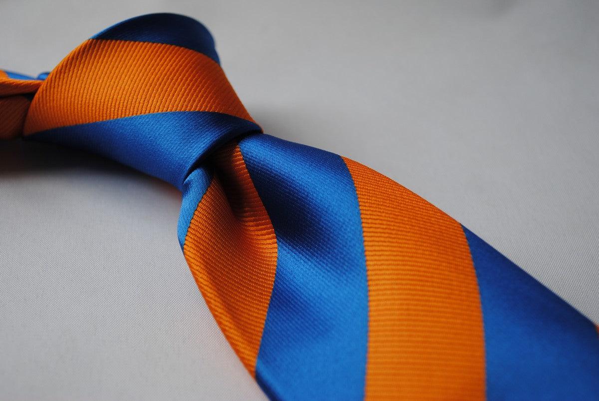 royal blue and orange barber striped tie - Image 3