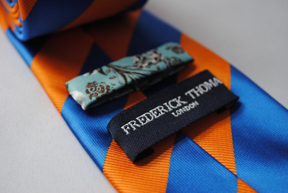 royal blue and orange barber striped tie - Image 4