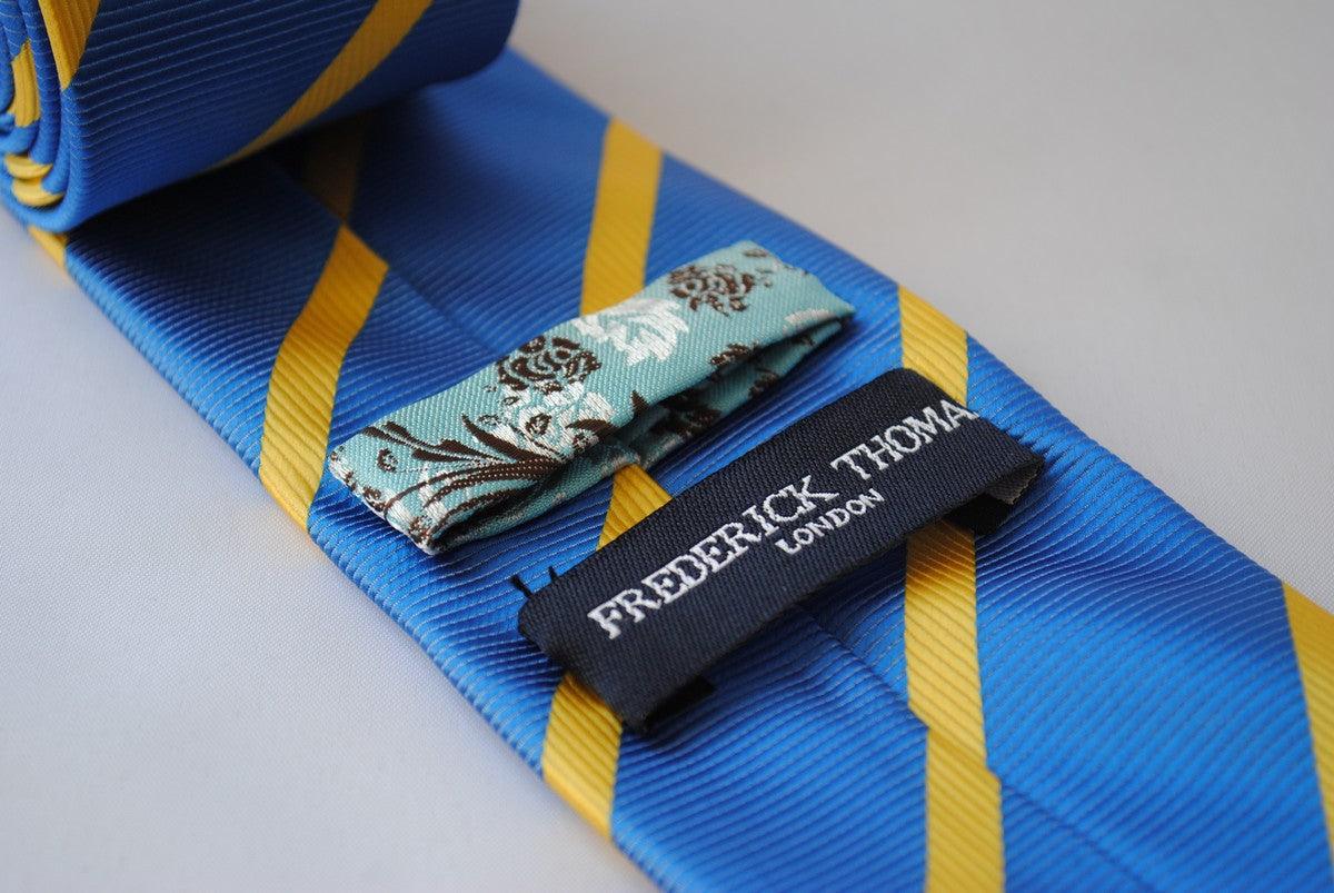 royal blue and yellow striped design tie - Image 2