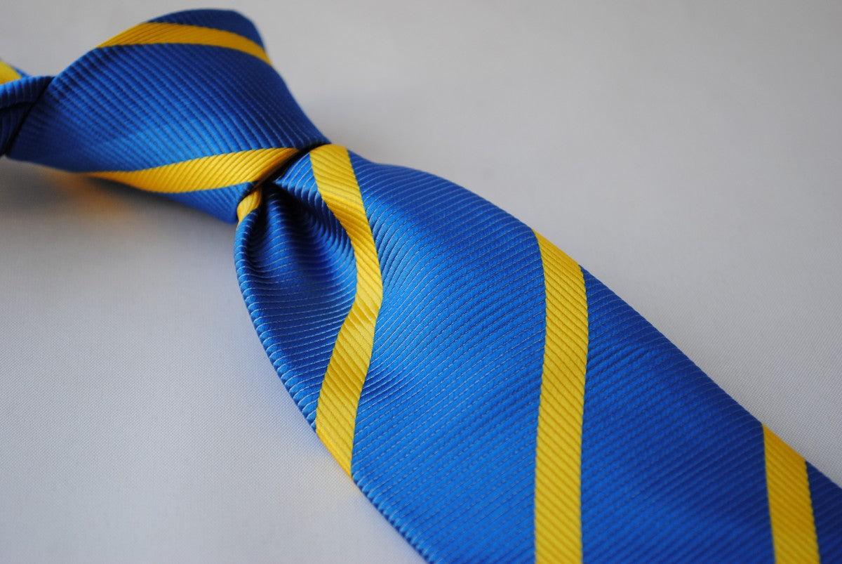 royal blue and yellow striped design tie - Image 3