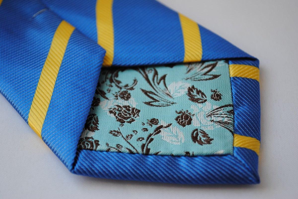 royal blue and yellow striped design tie - Image 4