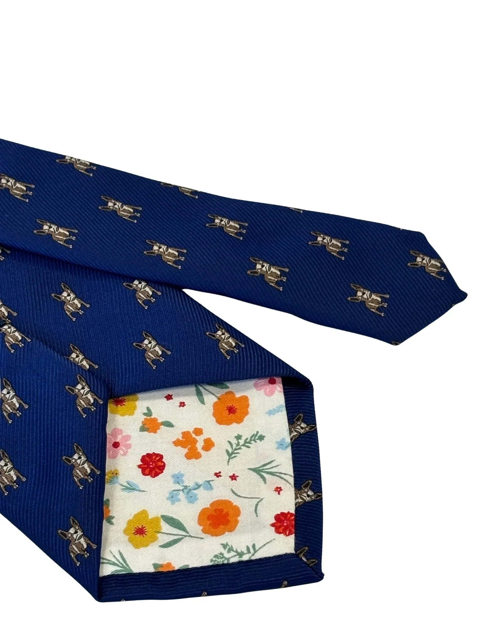 royal blue tie with french Bulldog design - Image 6