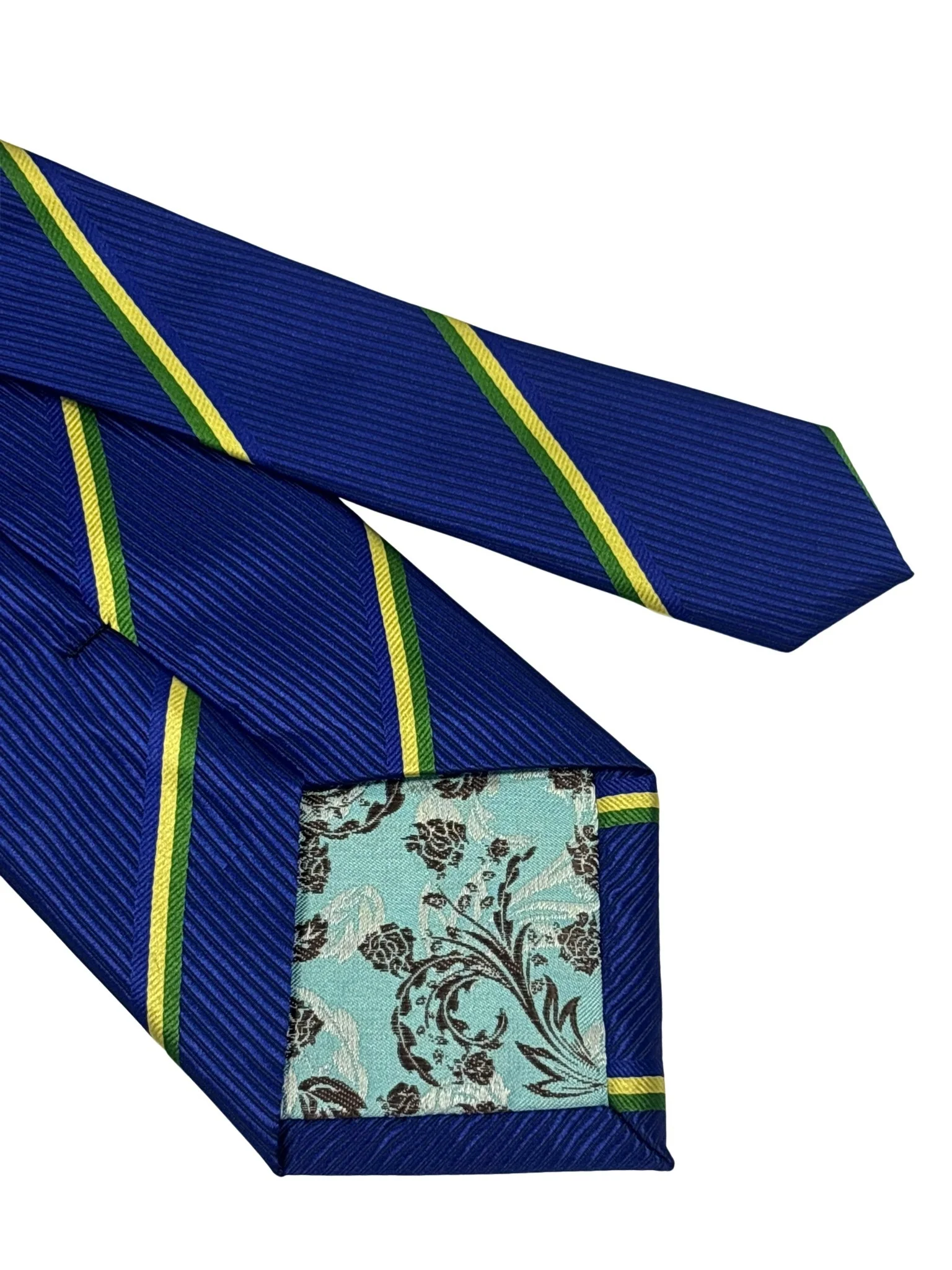 royal blue tie with yellow and green stripes - Image 5