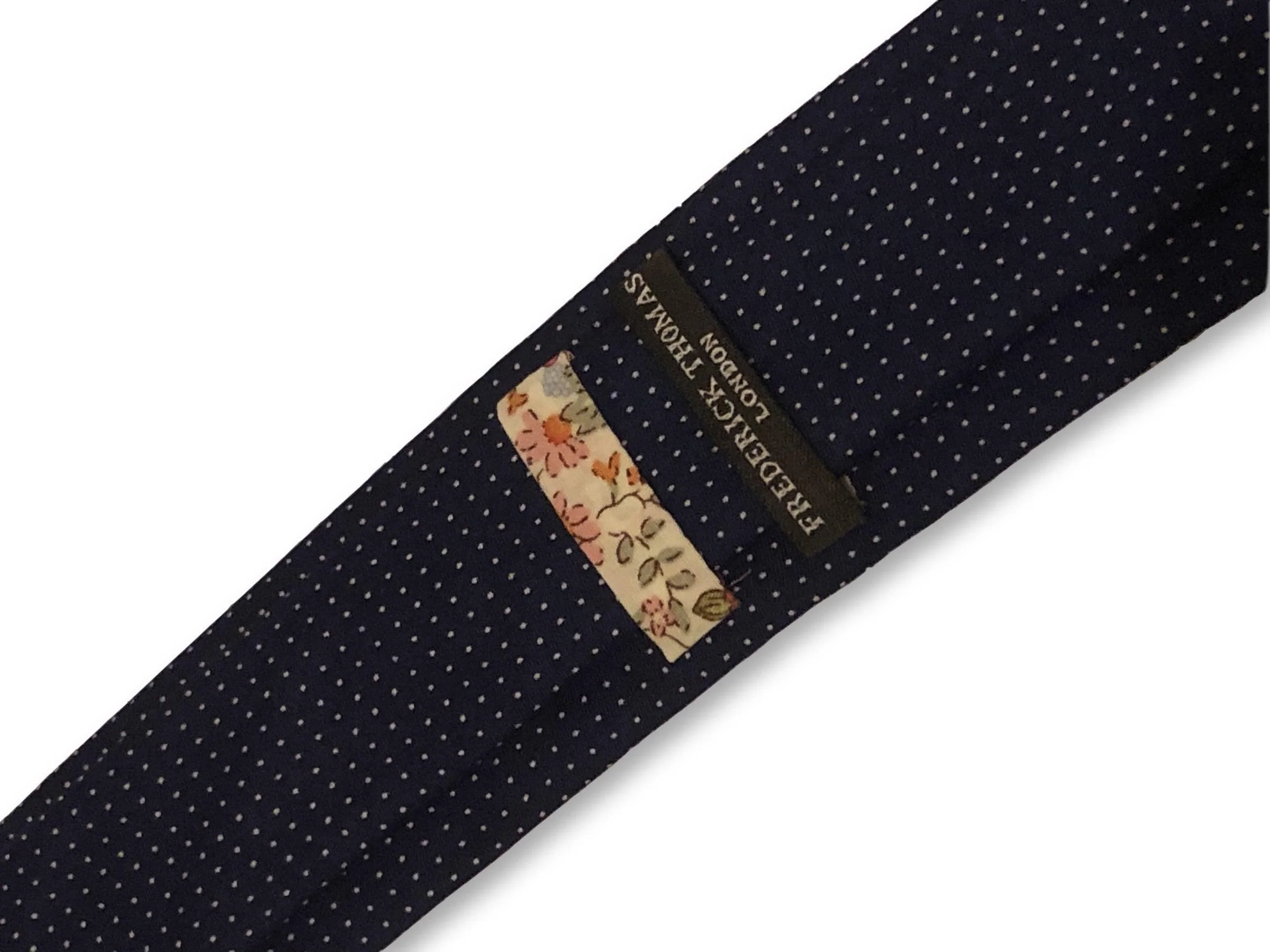 royal navy blue with pin spot design cotton tie - Image 4