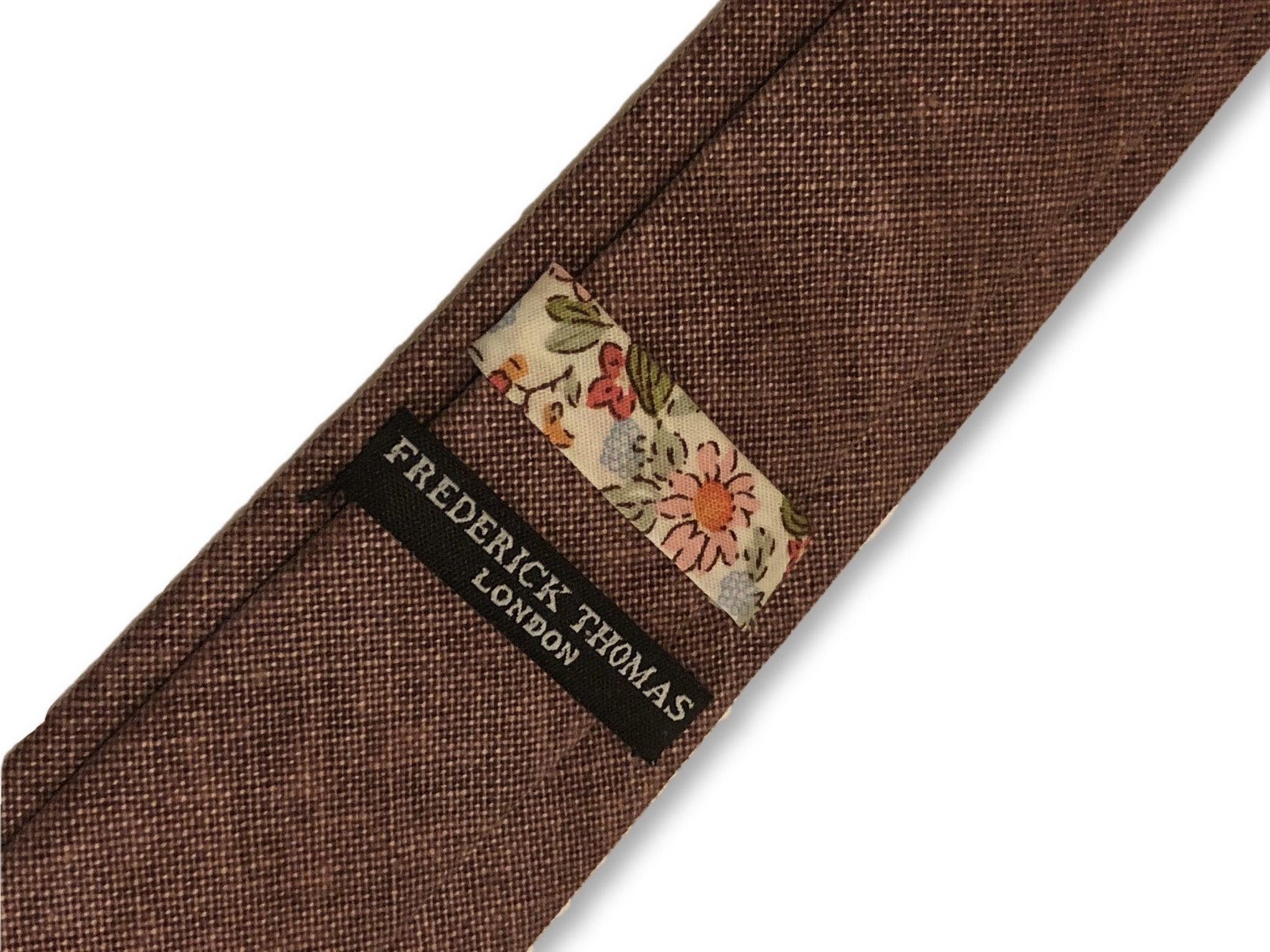 rusty red brown linen tie - Image 3