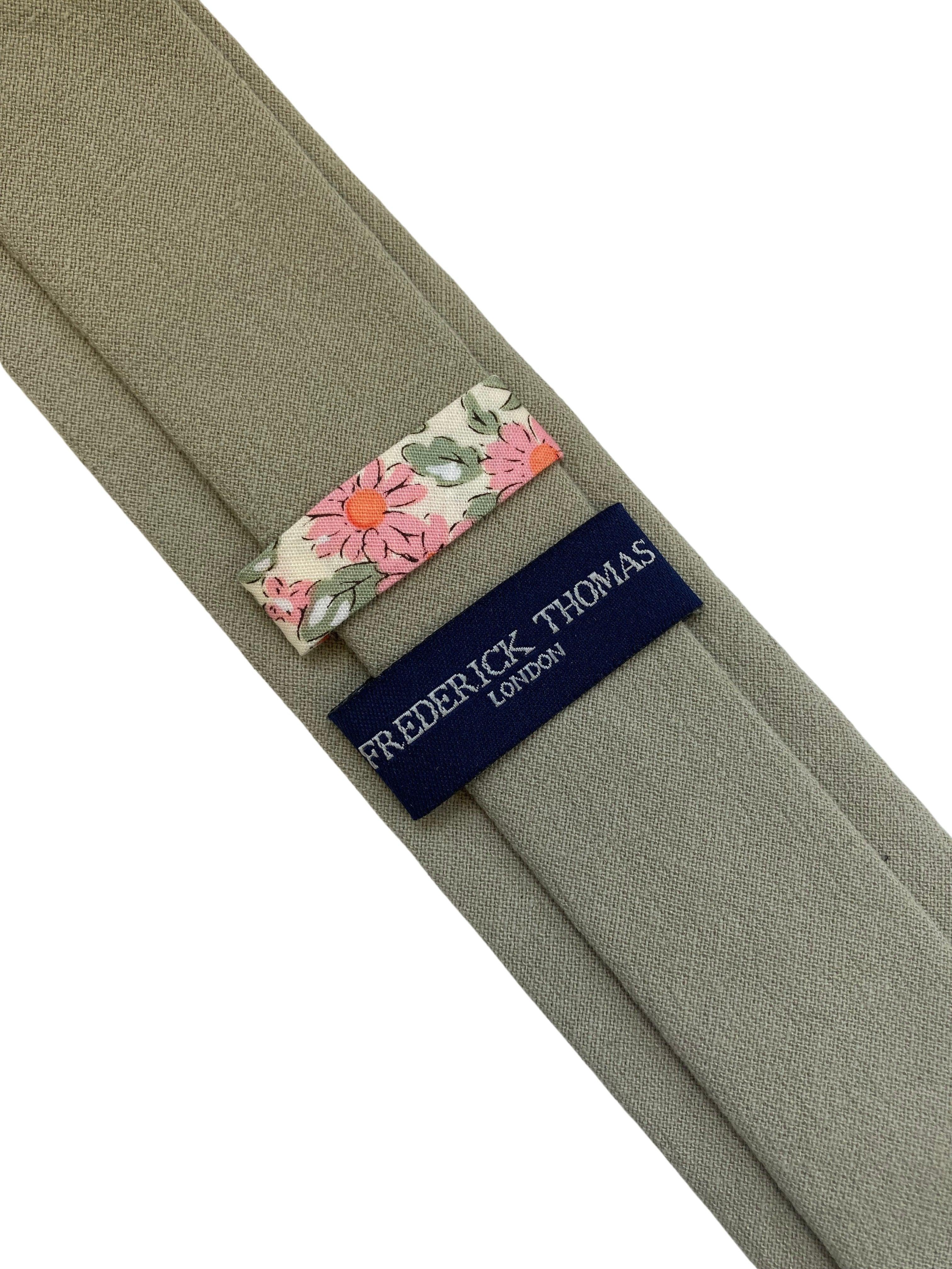sage green linen mens classic width tie - Image 3