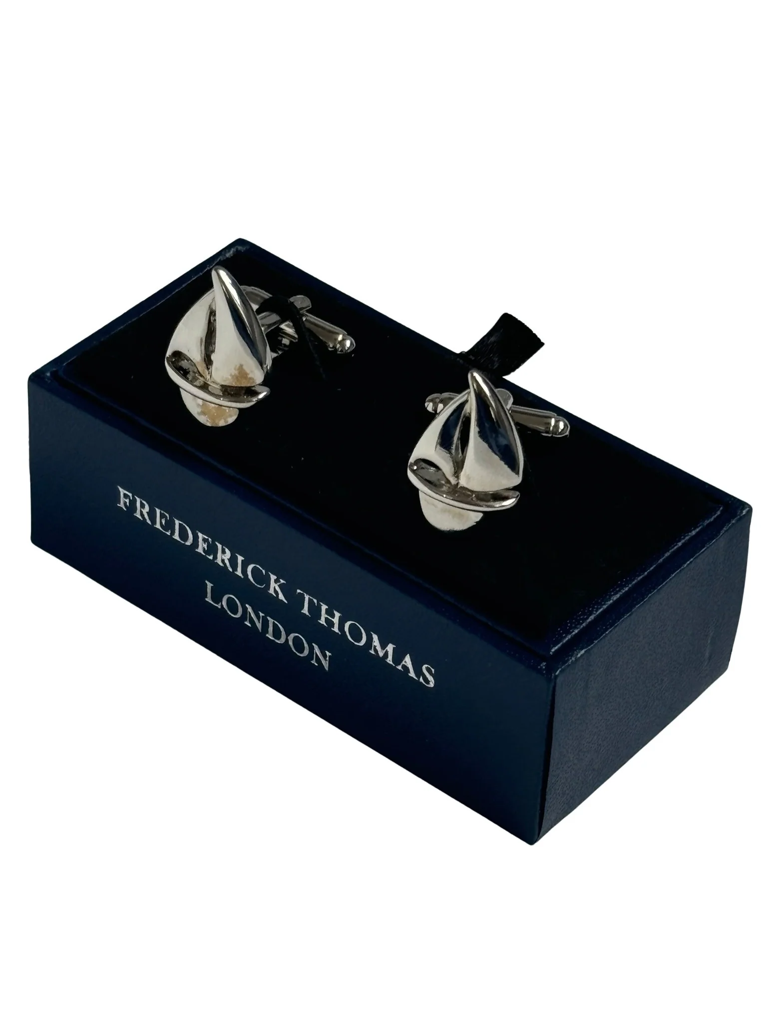 sailing boat silver style colour cufflinks - Image 2