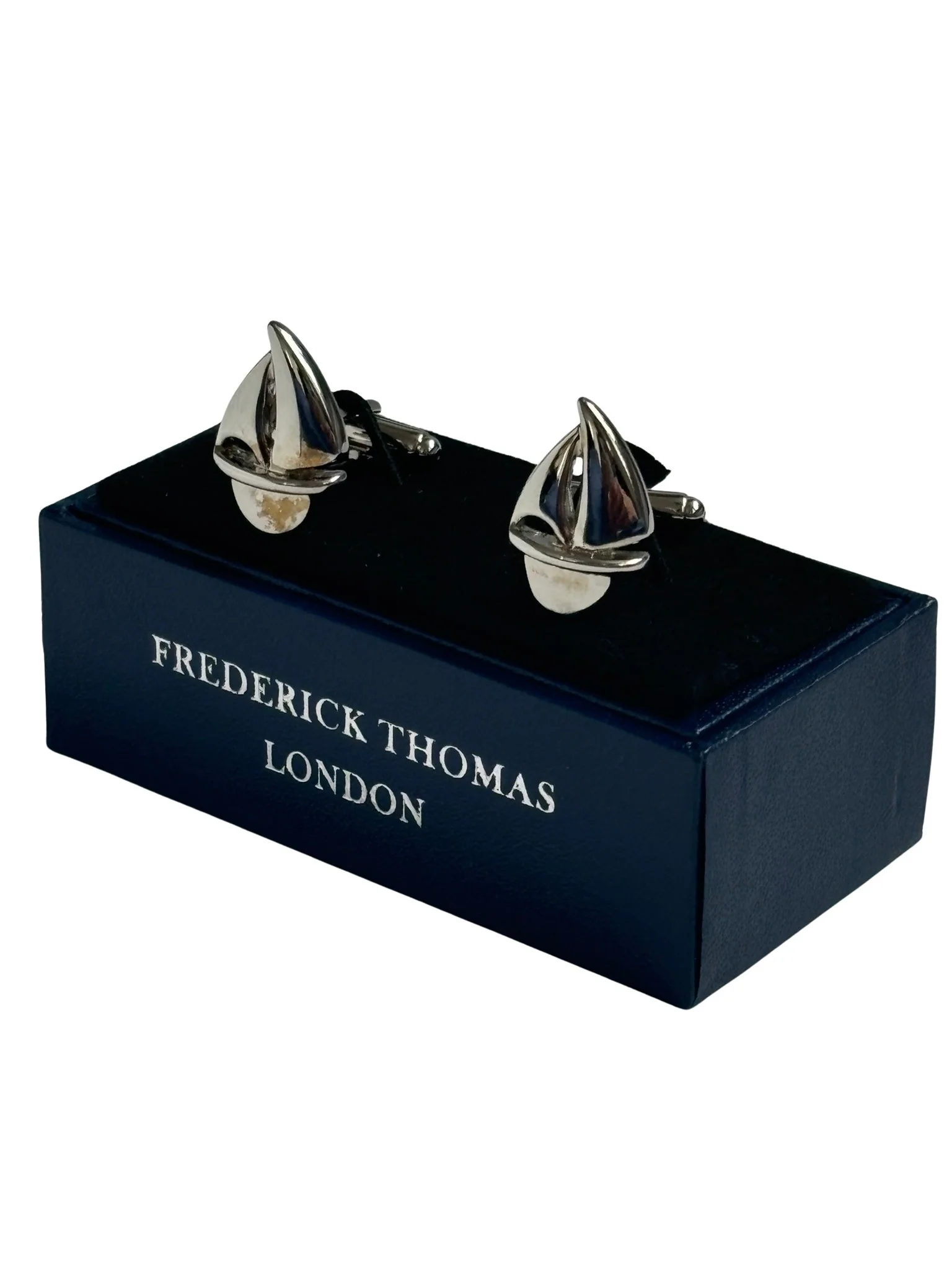 sailing boat silver style colour cufflinks - Image 3