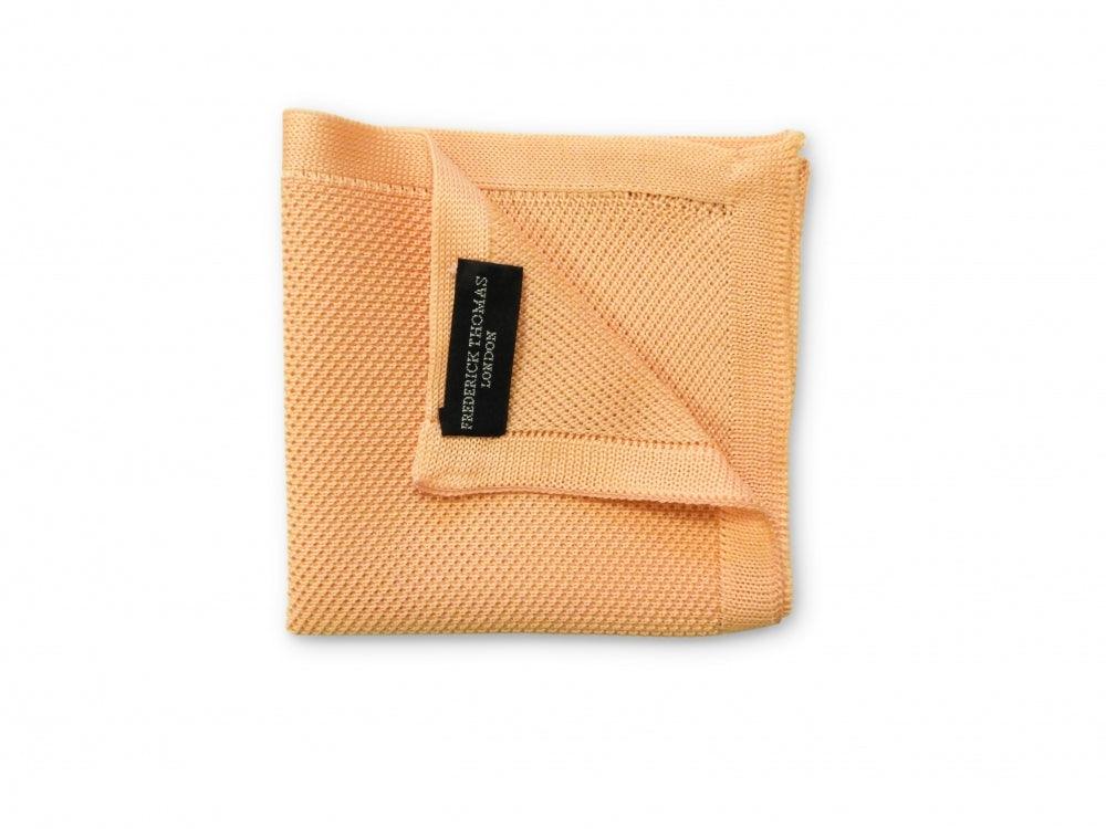 Salmon Pink Knitted Pocket Square - Image 3
