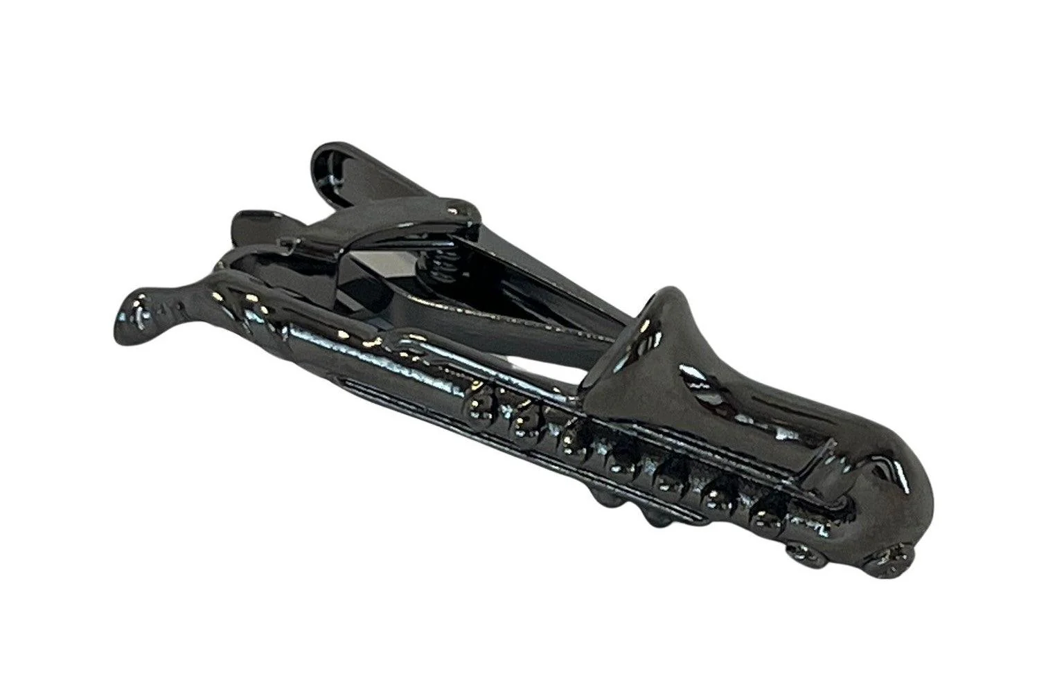 saxophone design dark silver tie clip