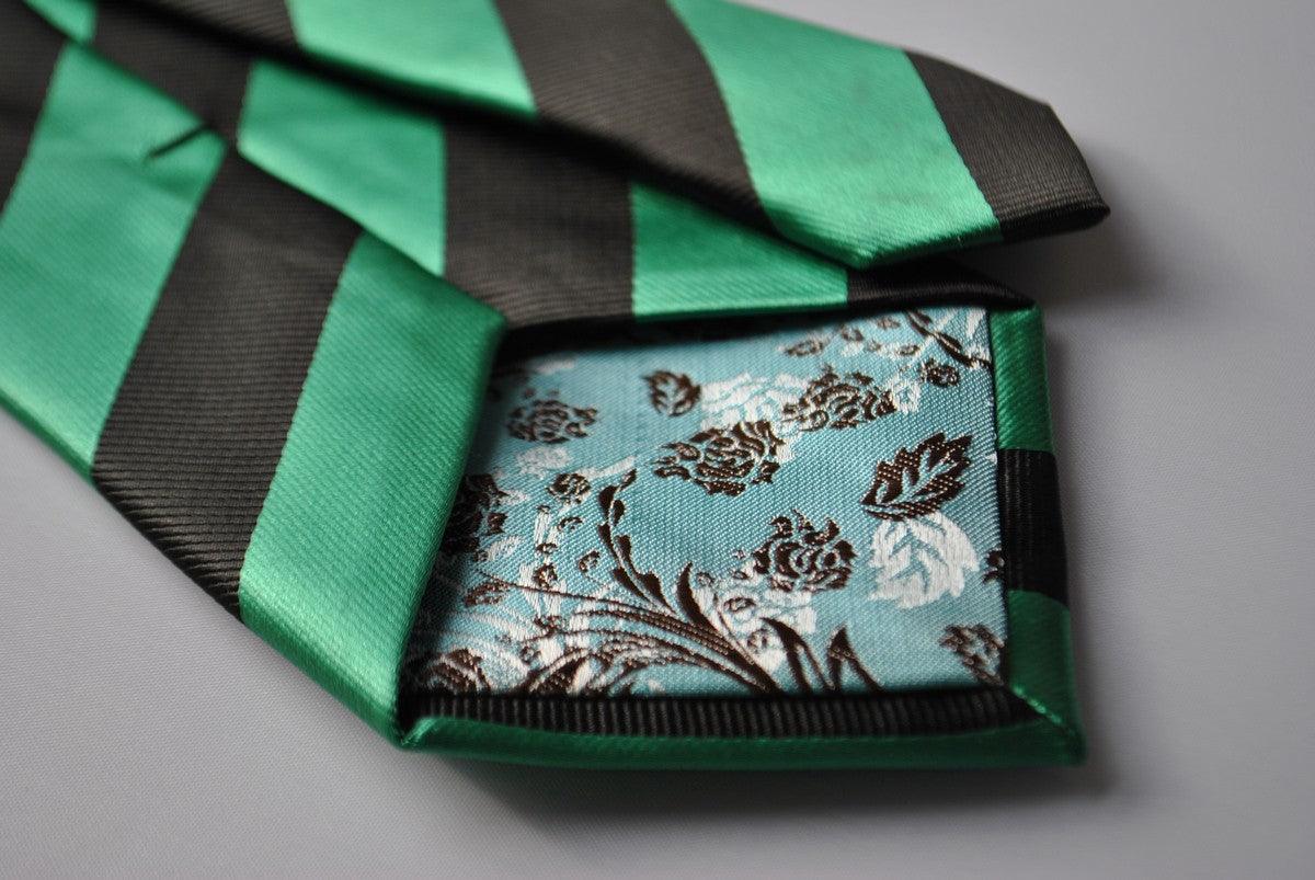 sea green and black barber striped tie - Image 4