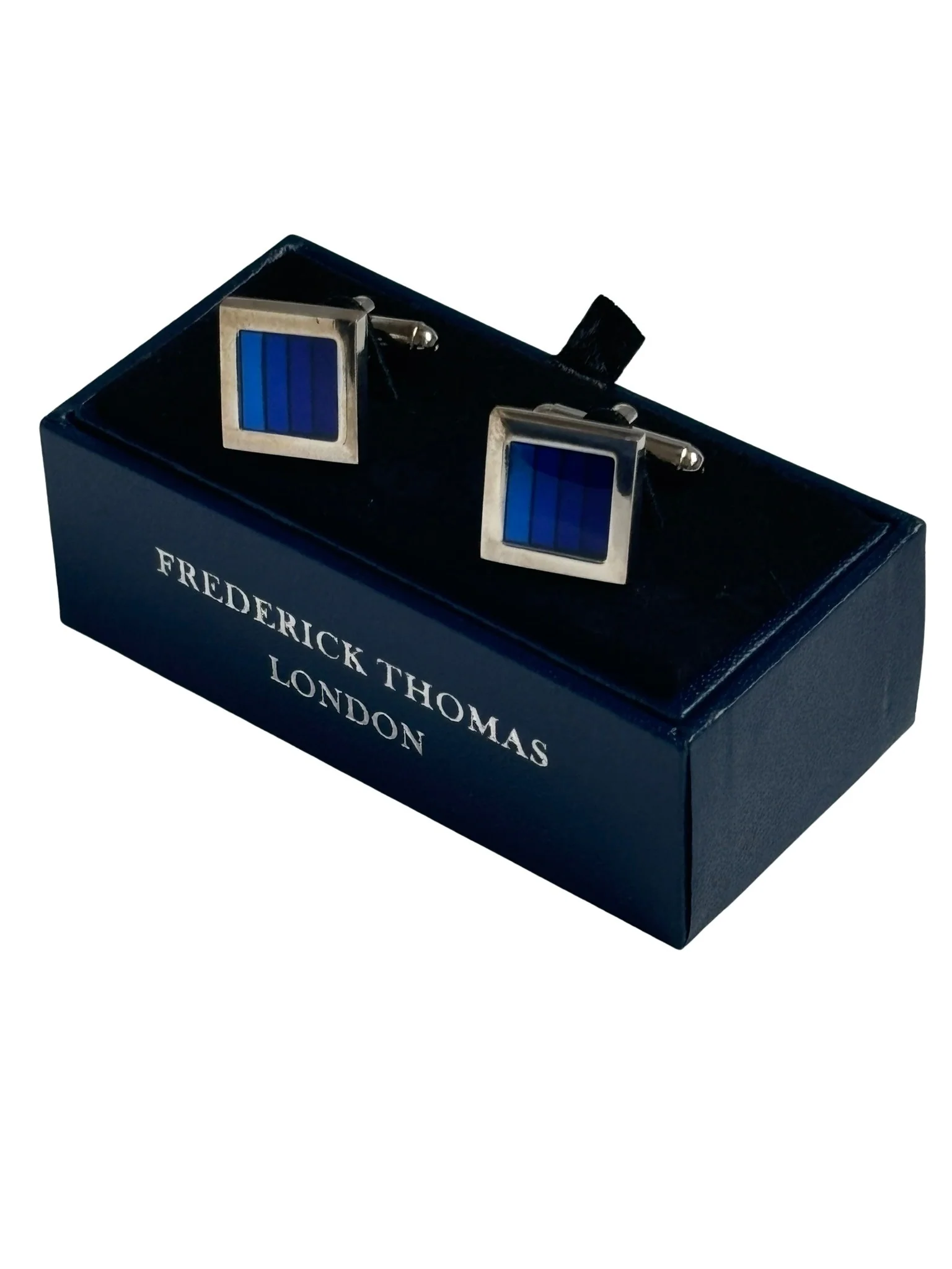 square cufflinks with subtle shades of blue stone - Image 3
