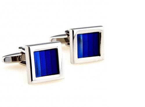 shades of turquoise blue striped design cufflinks