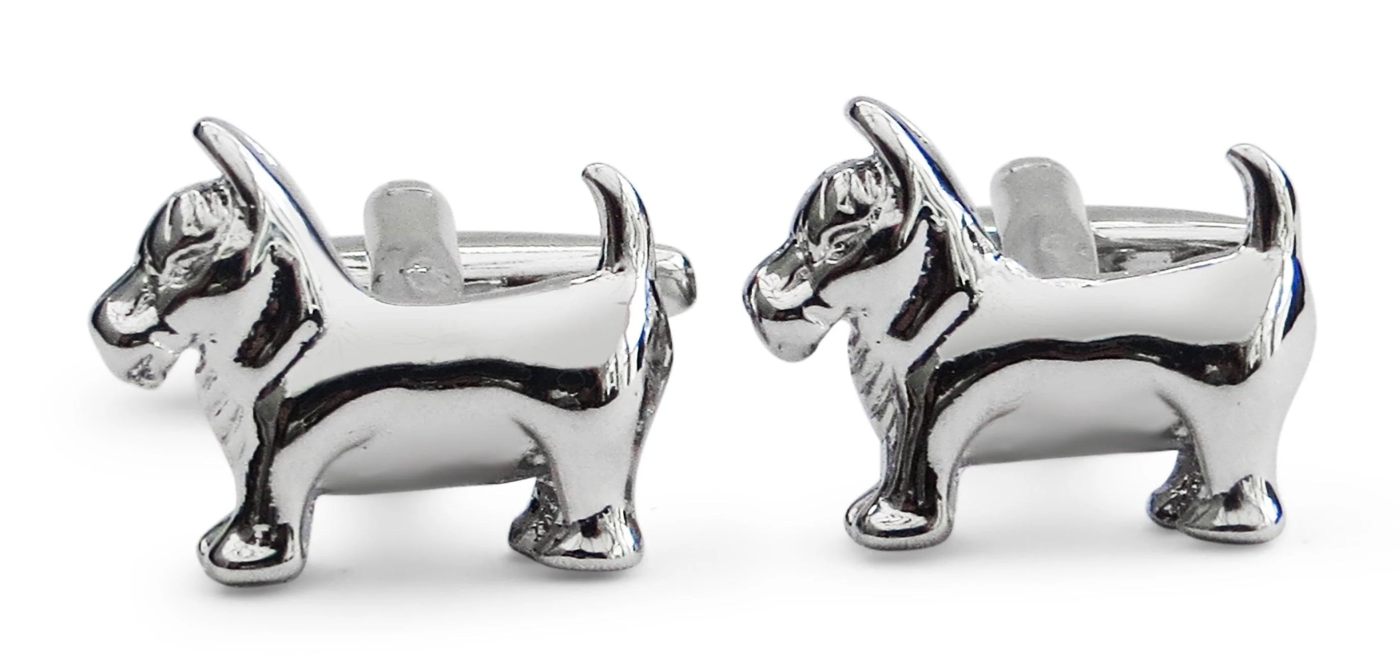 silver style dog cufflinks