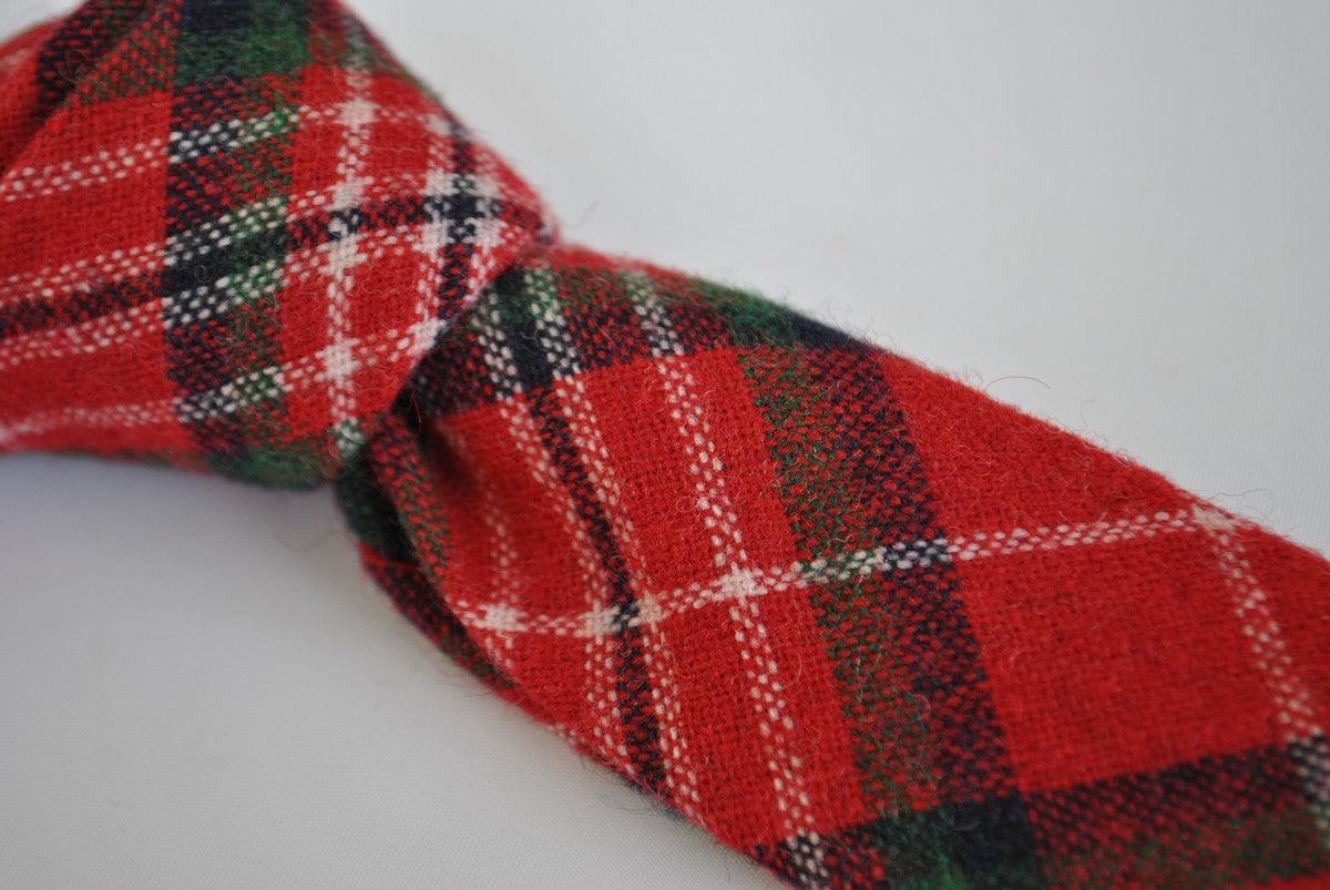 skinny red tartan check tweed wool tie - Image 4