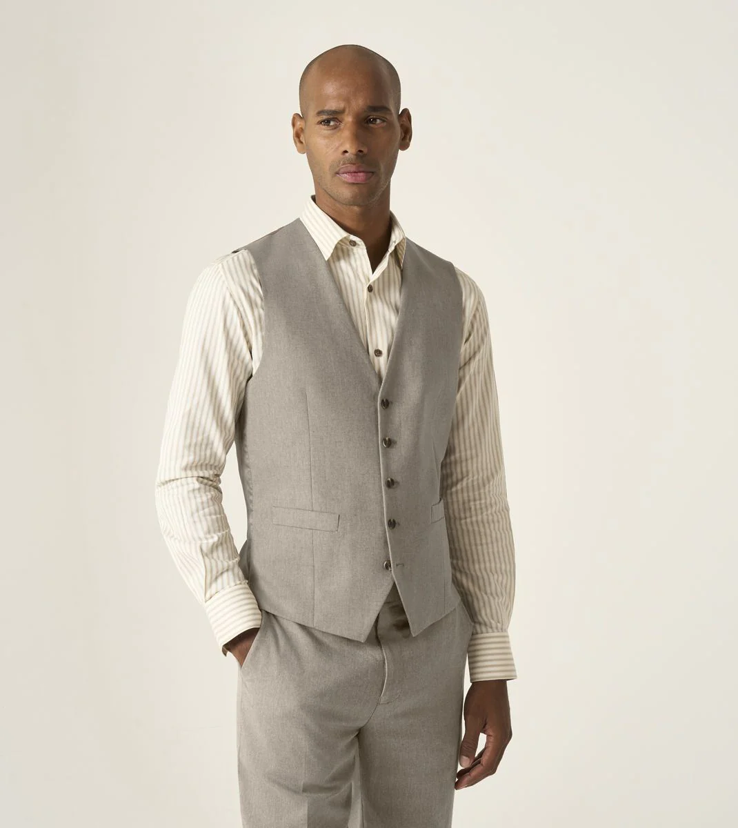 Skopes Calvados Suit Waistcoat For Men in Stone Beige, 36R-62R - Image 3