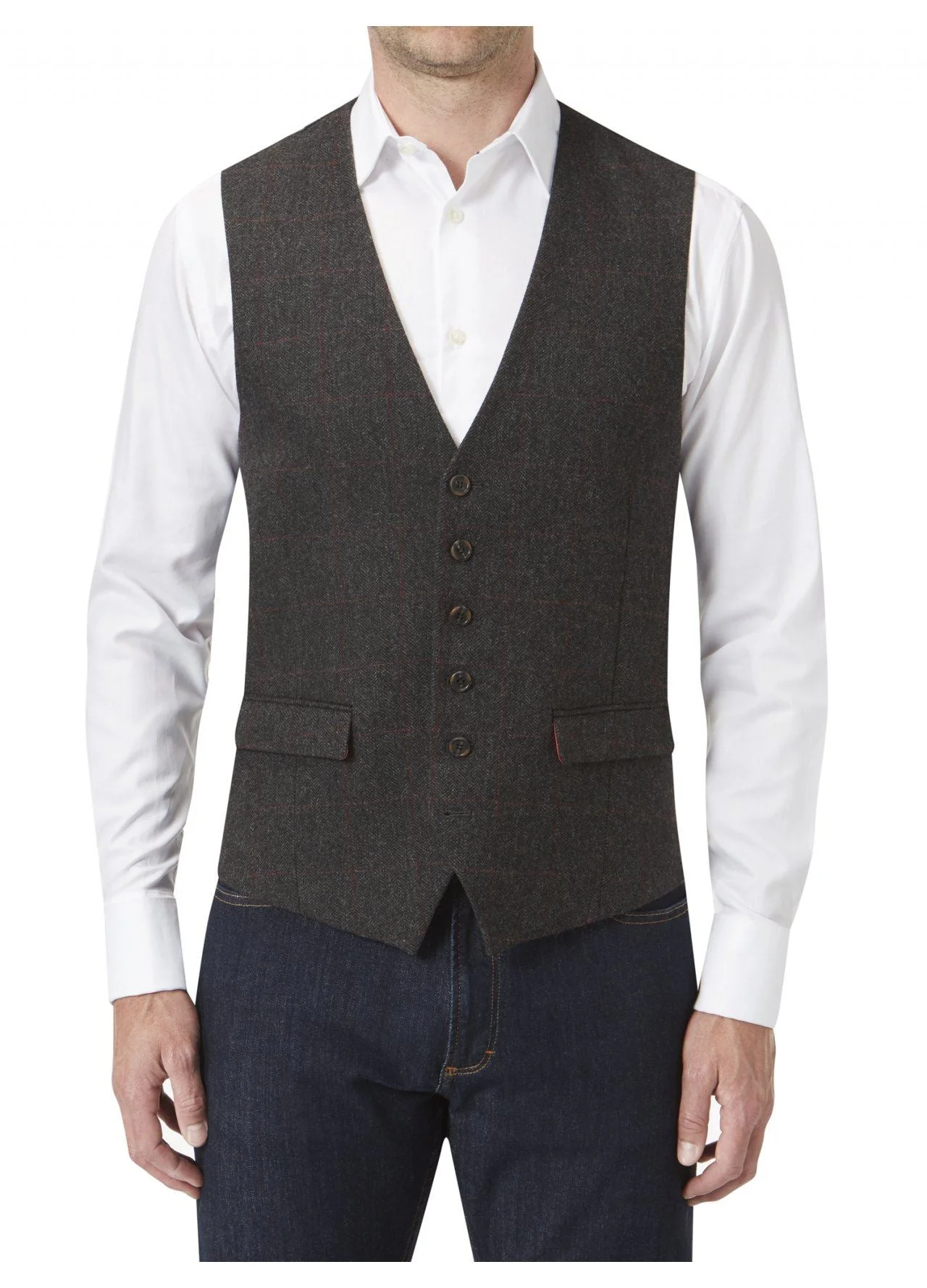 SKOPES Heritage Collection Mens Smart Casual Waistcoat (Swilken) in Charcoal - Image 3