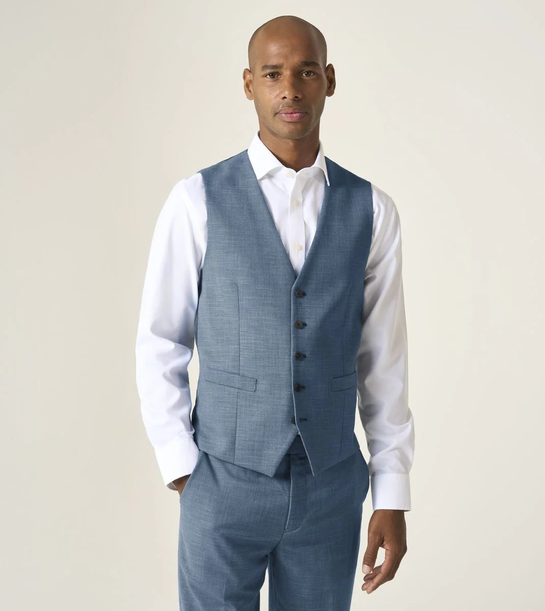 Skopes Lucien Suit Waistcoat For Men in Teal Blue, 34R-62R - Image 3