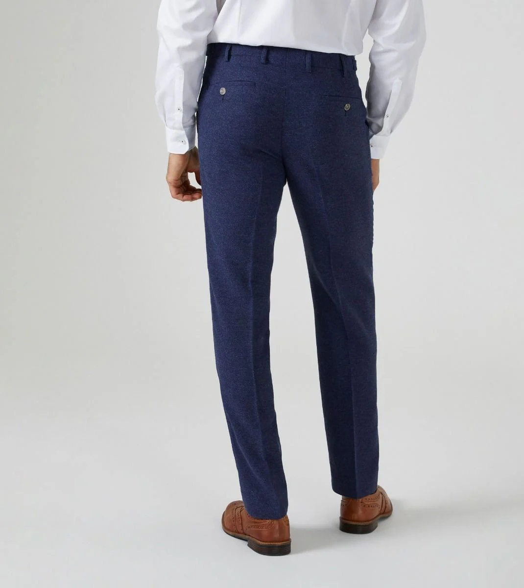 Skopes Men's  Tailored Fit Suit Trouser Herringbone Jude in Navy Waist 32 to 56 - Image 3