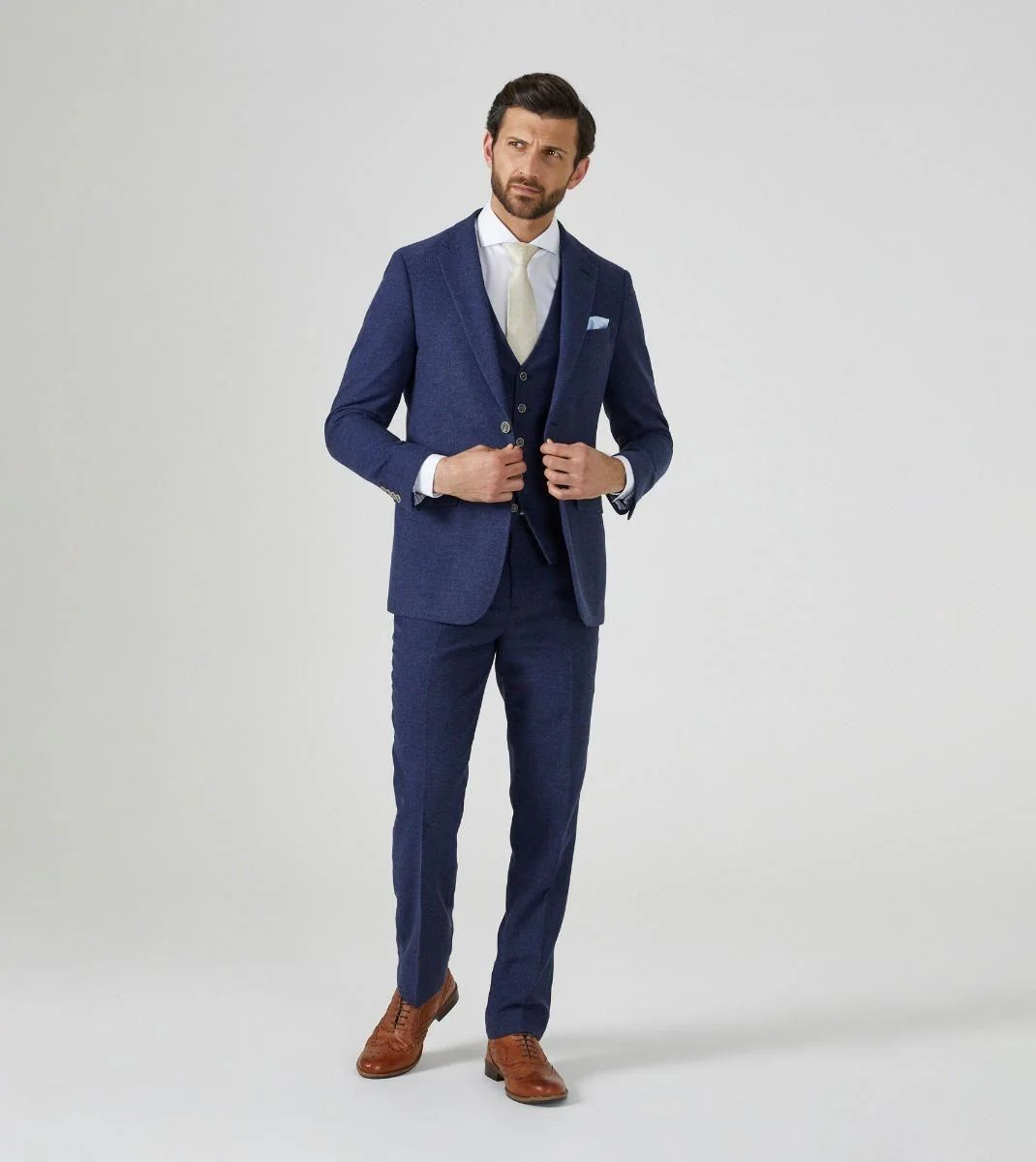 Skopes Men's  Tailored Fit Suit Trouser Herringbone Jude in Navy Waist 32 to 56 - Image 5