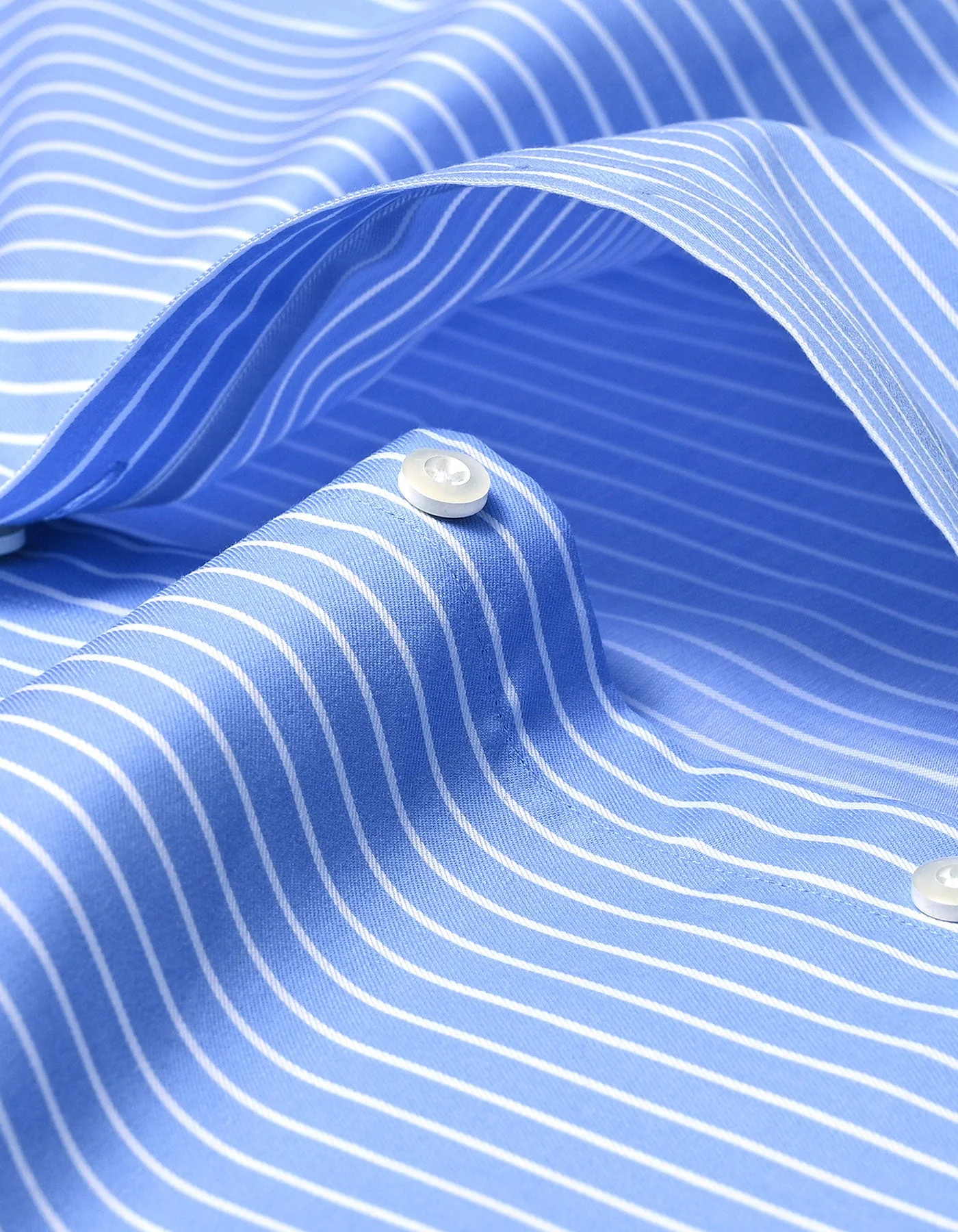 Sky Blue Striped Shirt with White Collar & Cuffs - Image 5